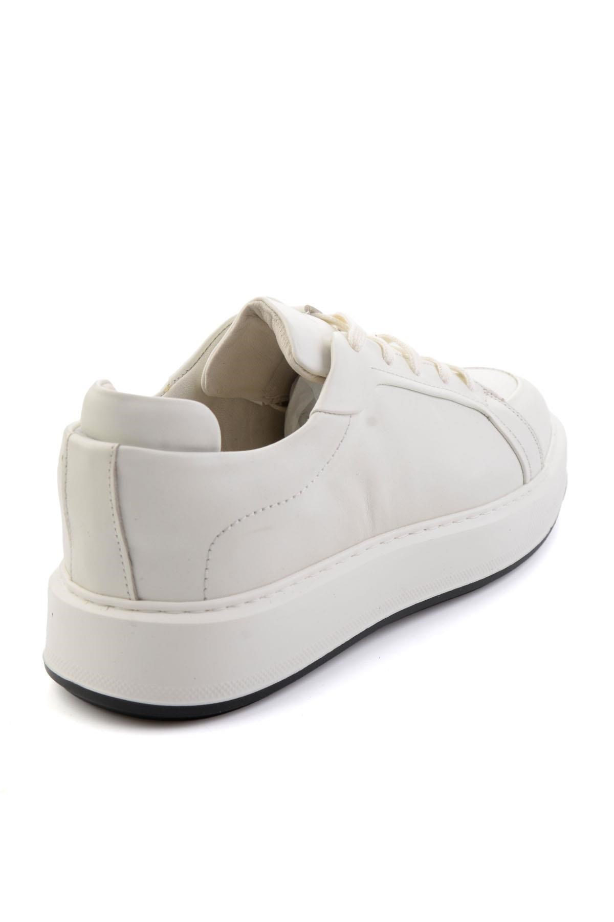 Beyaz Hakiki Deri Erkek Sneaker E01549290503