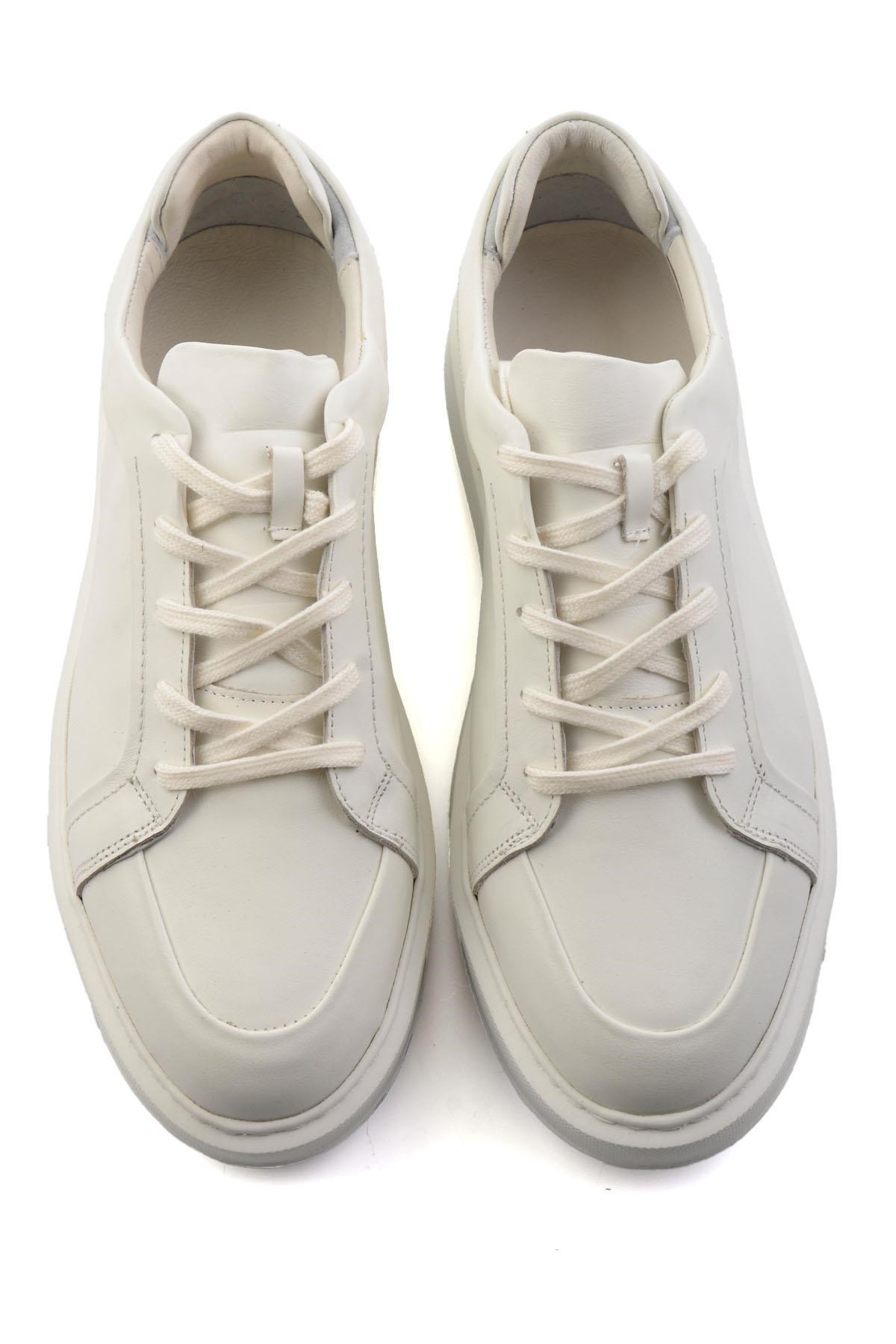 Beyaz Hakiki Deri Erkek Sneaker E01549290503