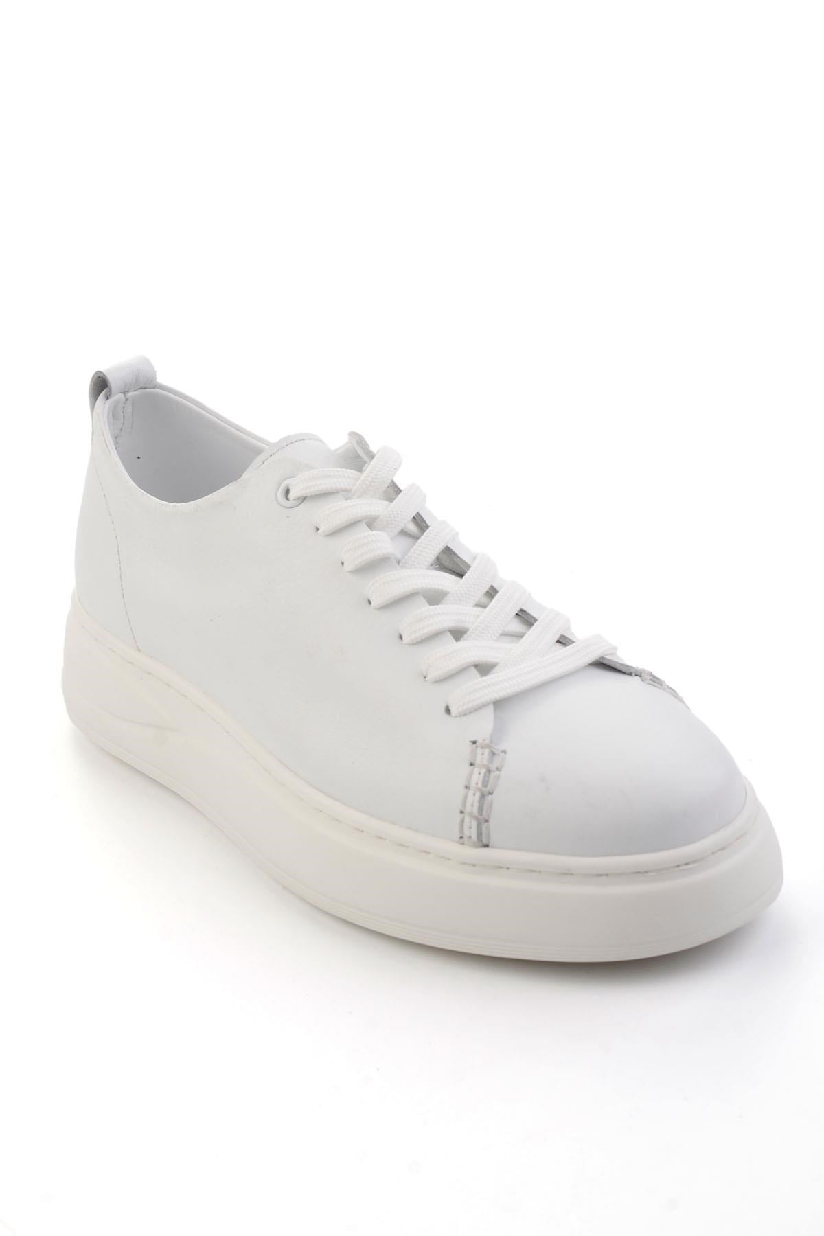 Beyaz Hakiki Deri Erkek Sneaker E01593202503