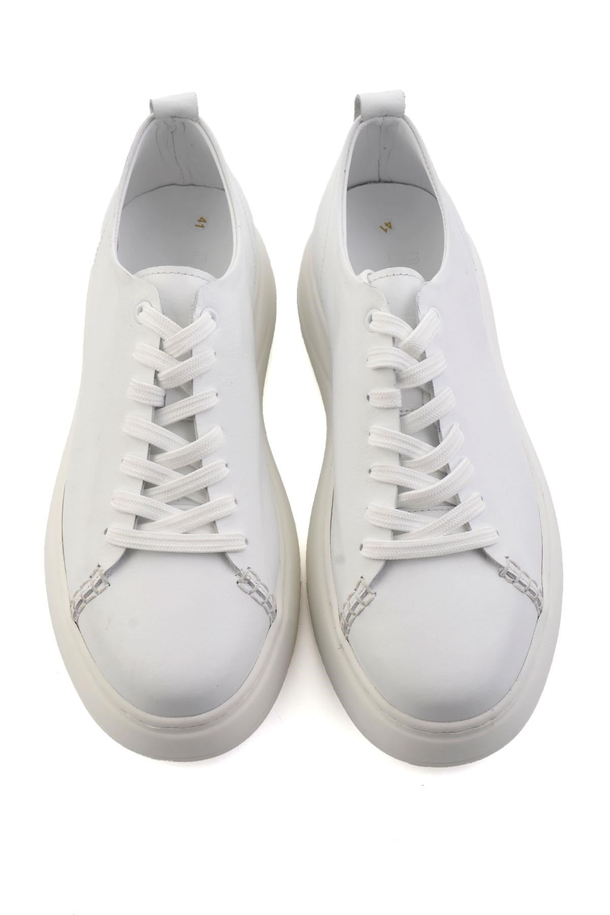Beyaz Hakiki Deri Erkek Sneaker E01593202503