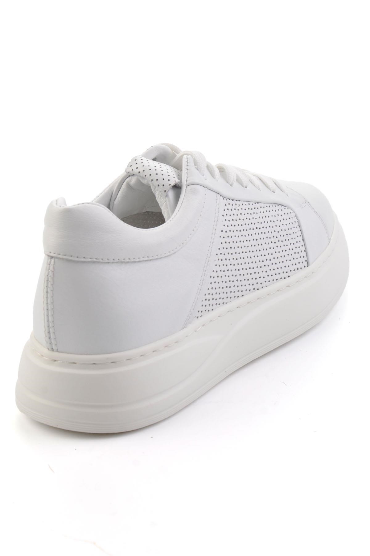 Beyaz Hakiki Deri Erkek Sneaker E01593027203