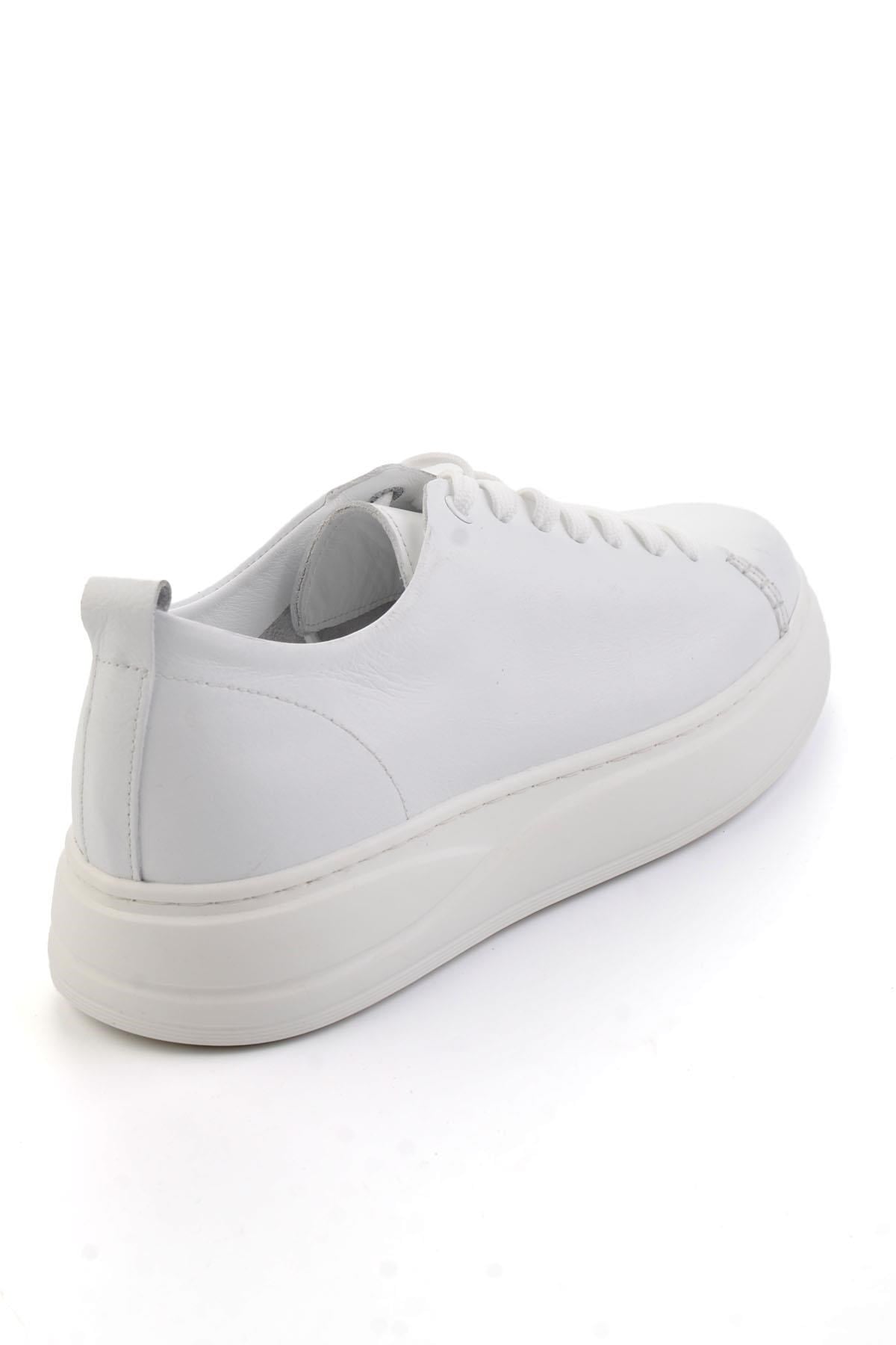 Beyaz Hakiki Deri Erkek Sneaker E01593202503
