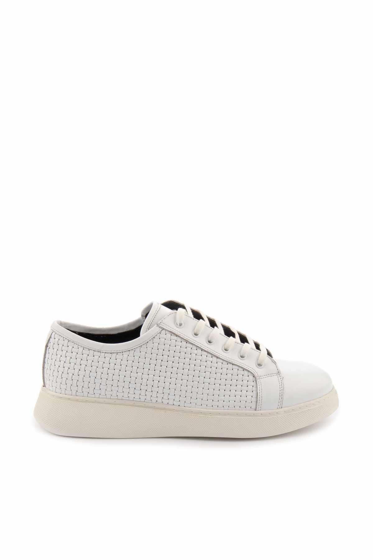 Beyaz Hakiki Deri Erkek Sneaker E01728378103