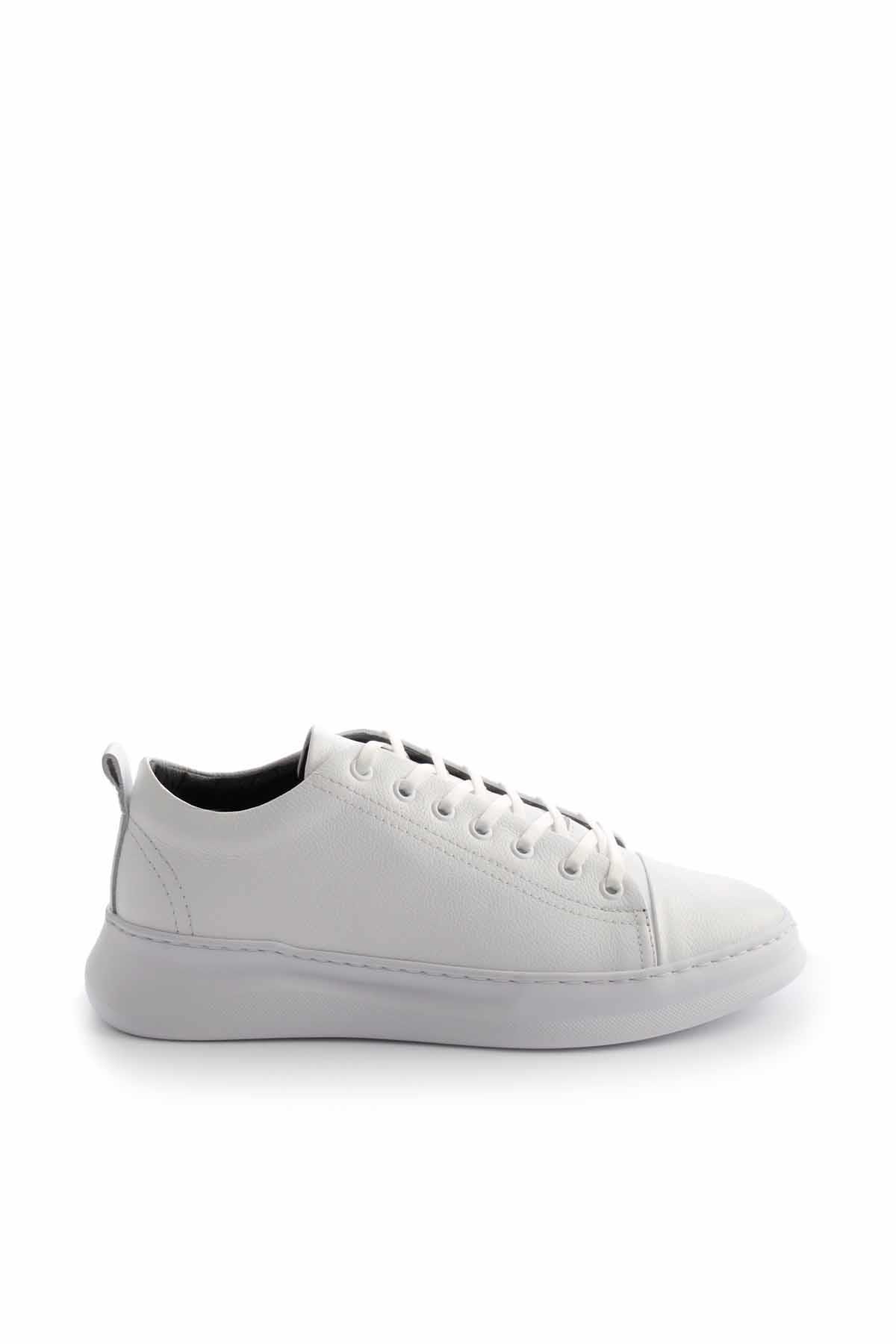 Beyaz Hakiki Deri Erkek Sneaker E01759021603