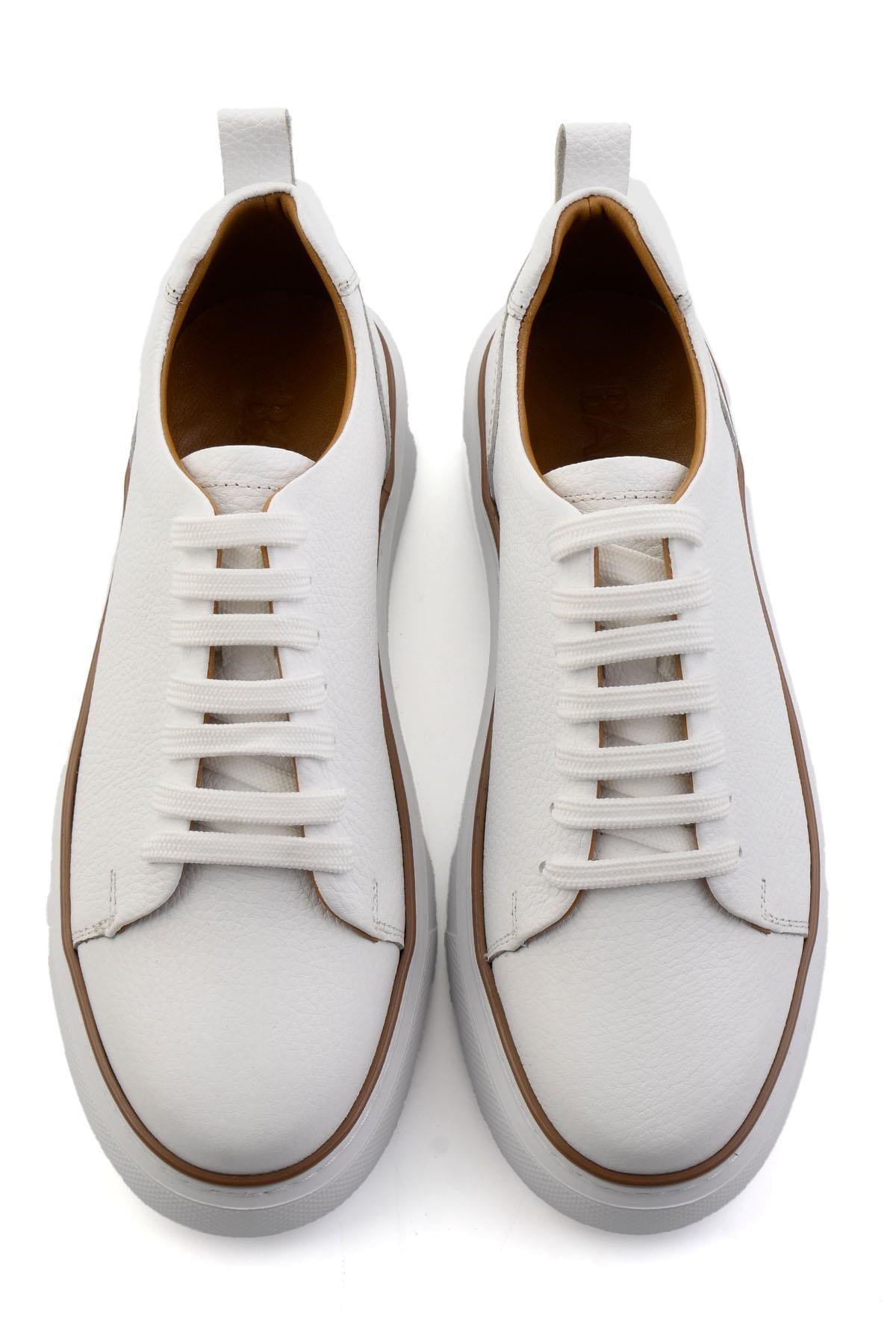 Beyaz Hakiki Deri Erkek Sneaker E01811300540