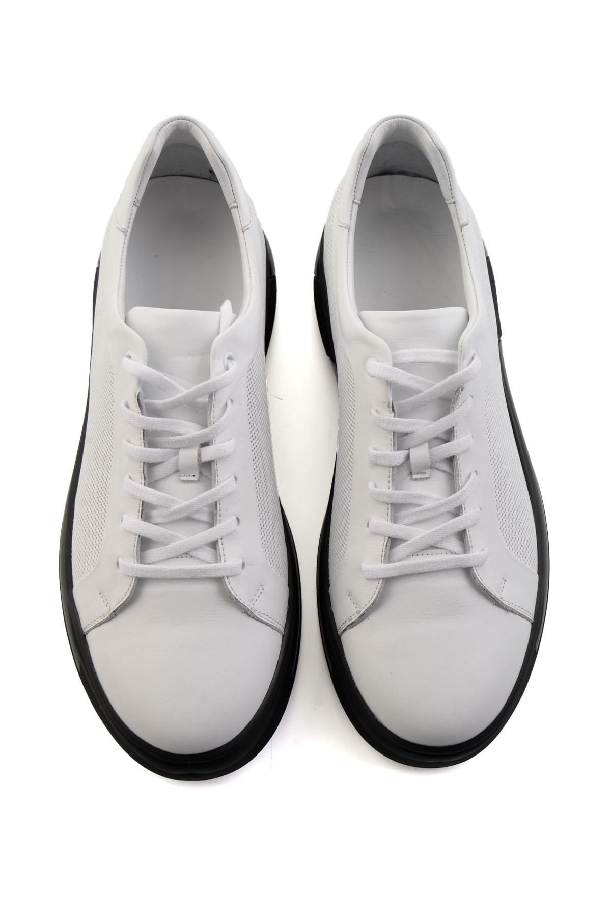Beyaz Hakiki Deri Erkek Sneaker E01958176643