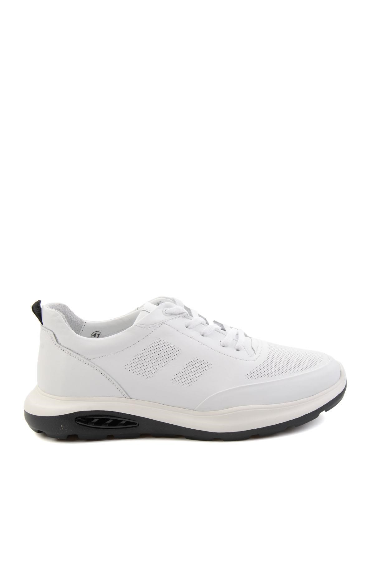 Beyaz Hakiki Deri Erkek Sneaker E01958176343