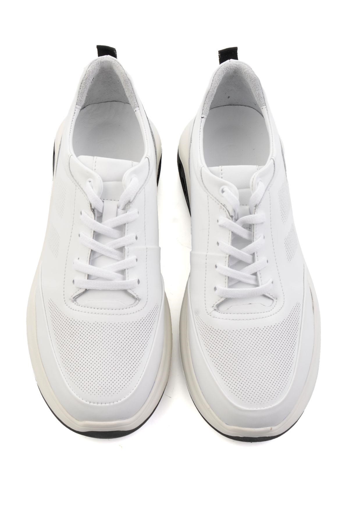 Beyaz Hakiki Deri Erkek Sneaker E01958176343