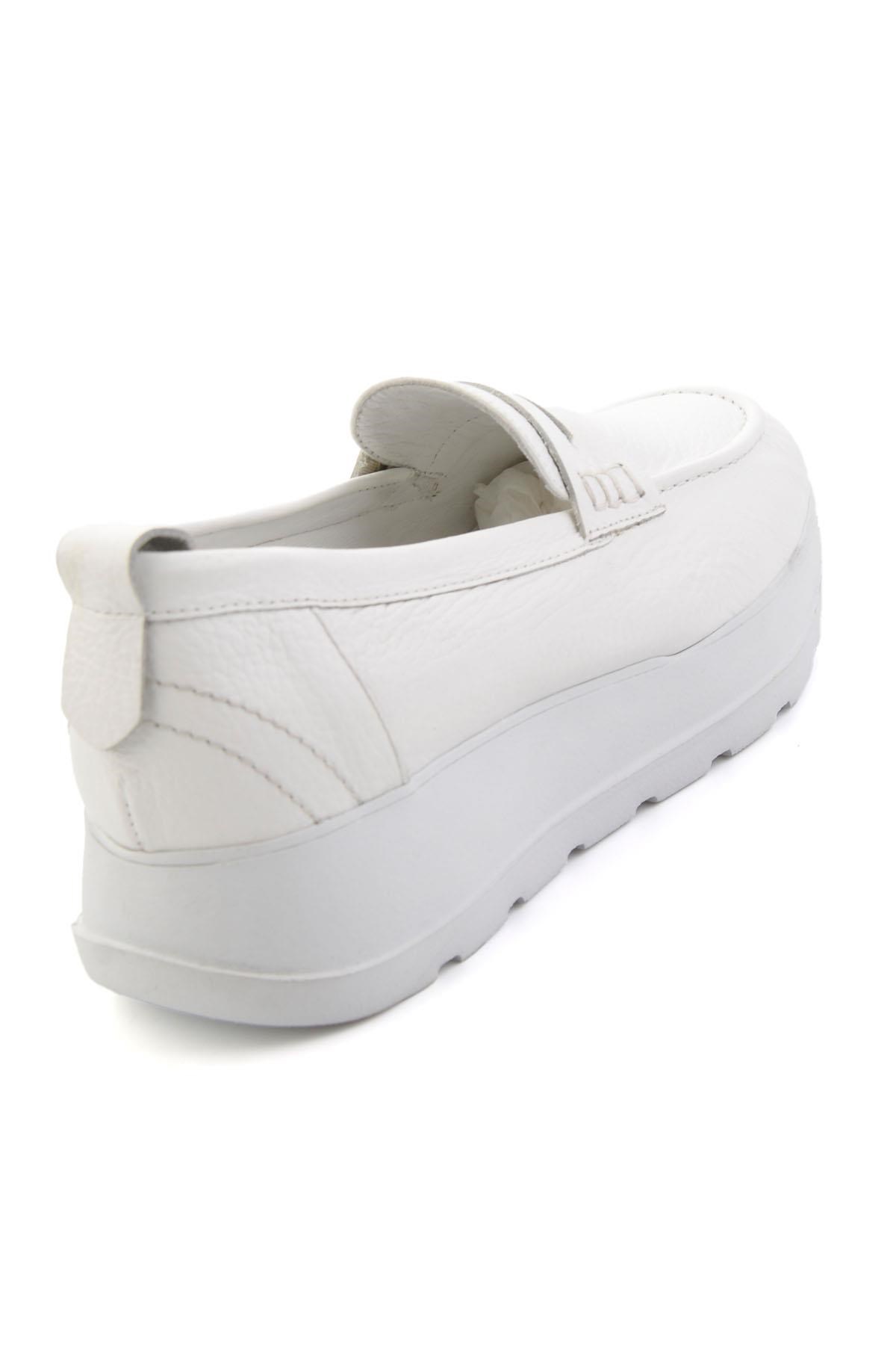Beyaz Hakiki Deri Kadın Loafer Ayakkabı K01087246703