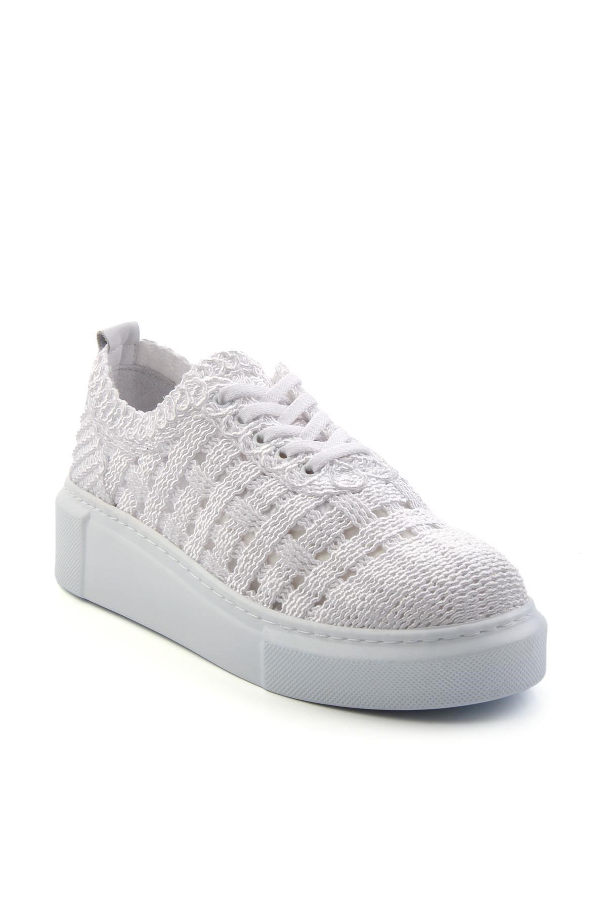 Beyaz Hakiki Deri Kadın Sneaker K01303018616
