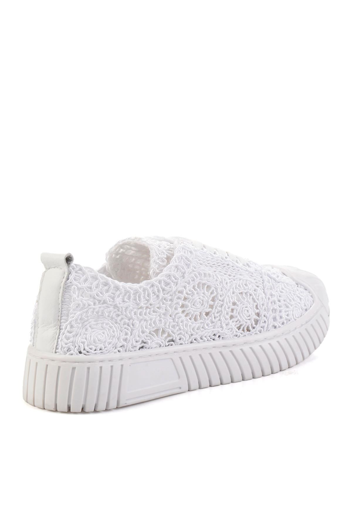 Beyaz Hakiki Deri Kadın Sneaker K01331175016