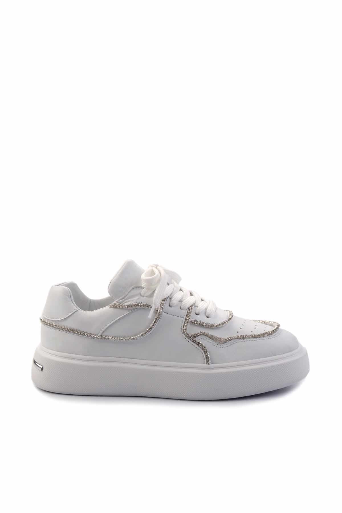 Beyaz Hakiki Deri Kadın Sneaker K01480136703