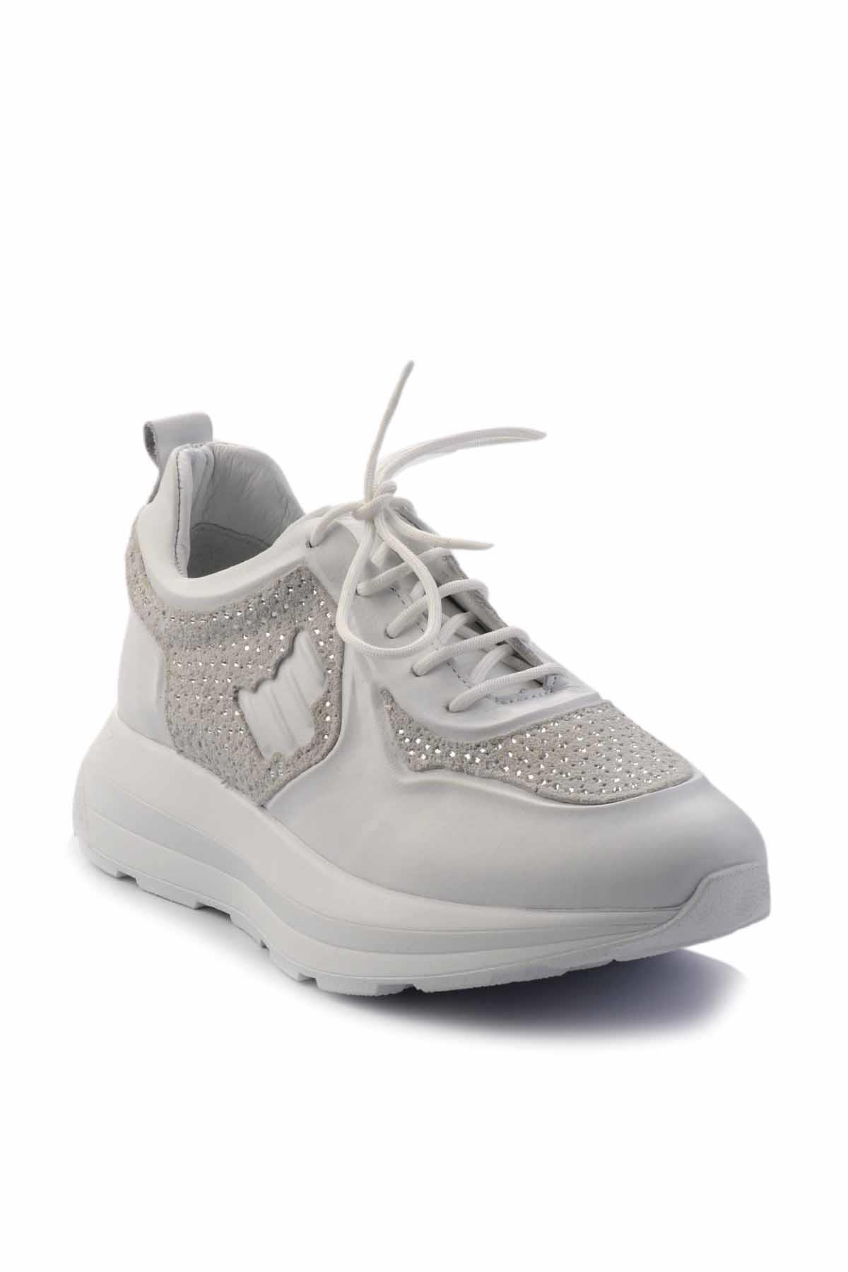 Beyaz Hakiki Deri Kadın Sneaker K01480111103