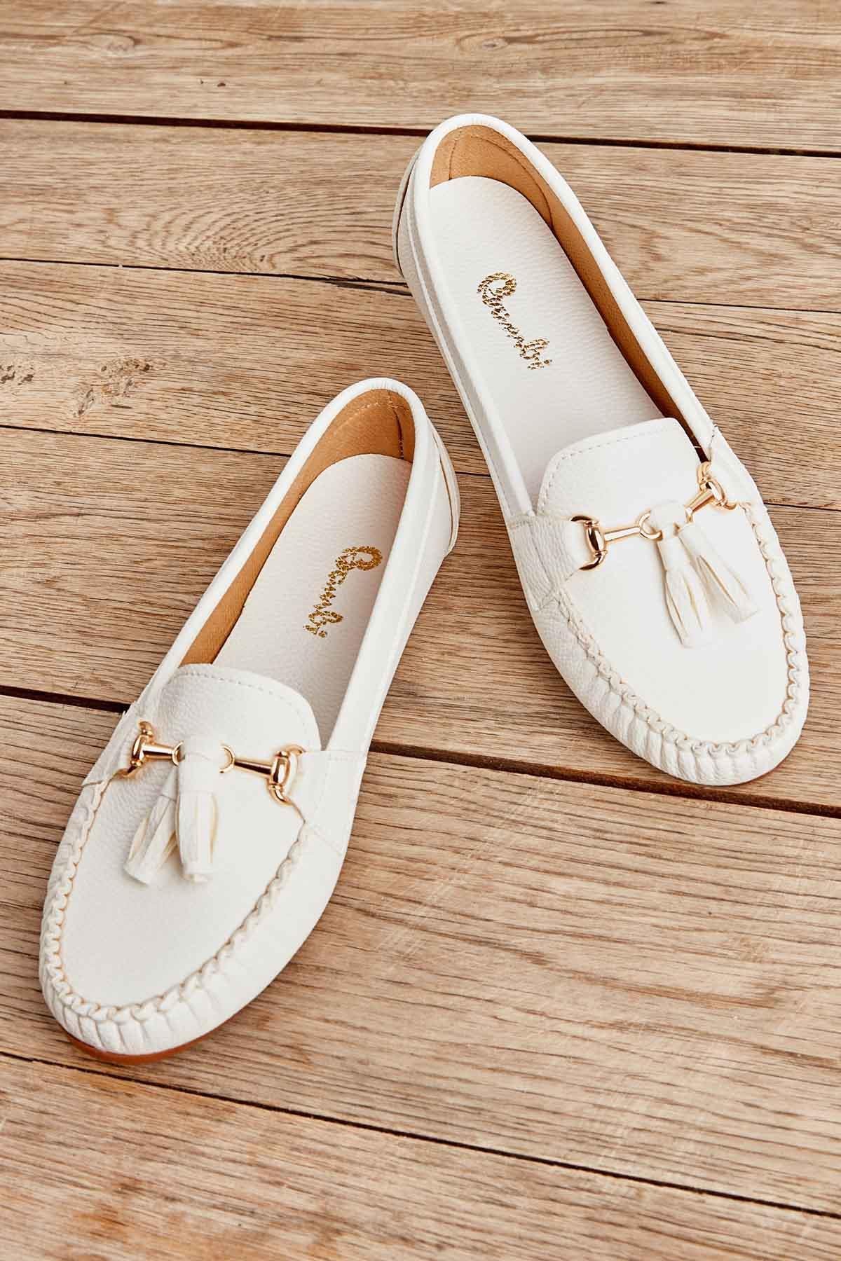 Beyaz  Kadın Loafer Ayakkabı K01542150009