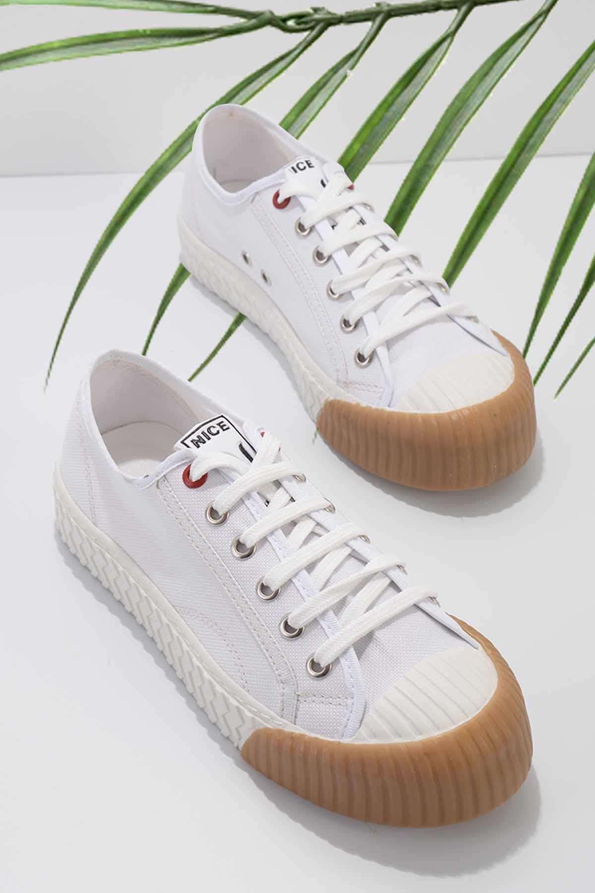 Beyaz Keten  Kadın Sneaker K01678015018