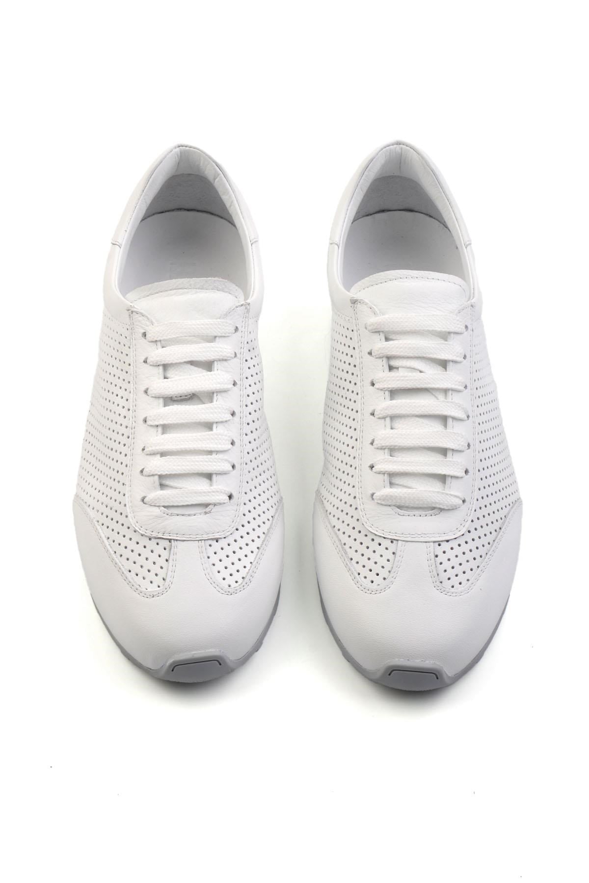 Beyaz Kırışık Hakiki Deri Erkek Sneaker E01083017103