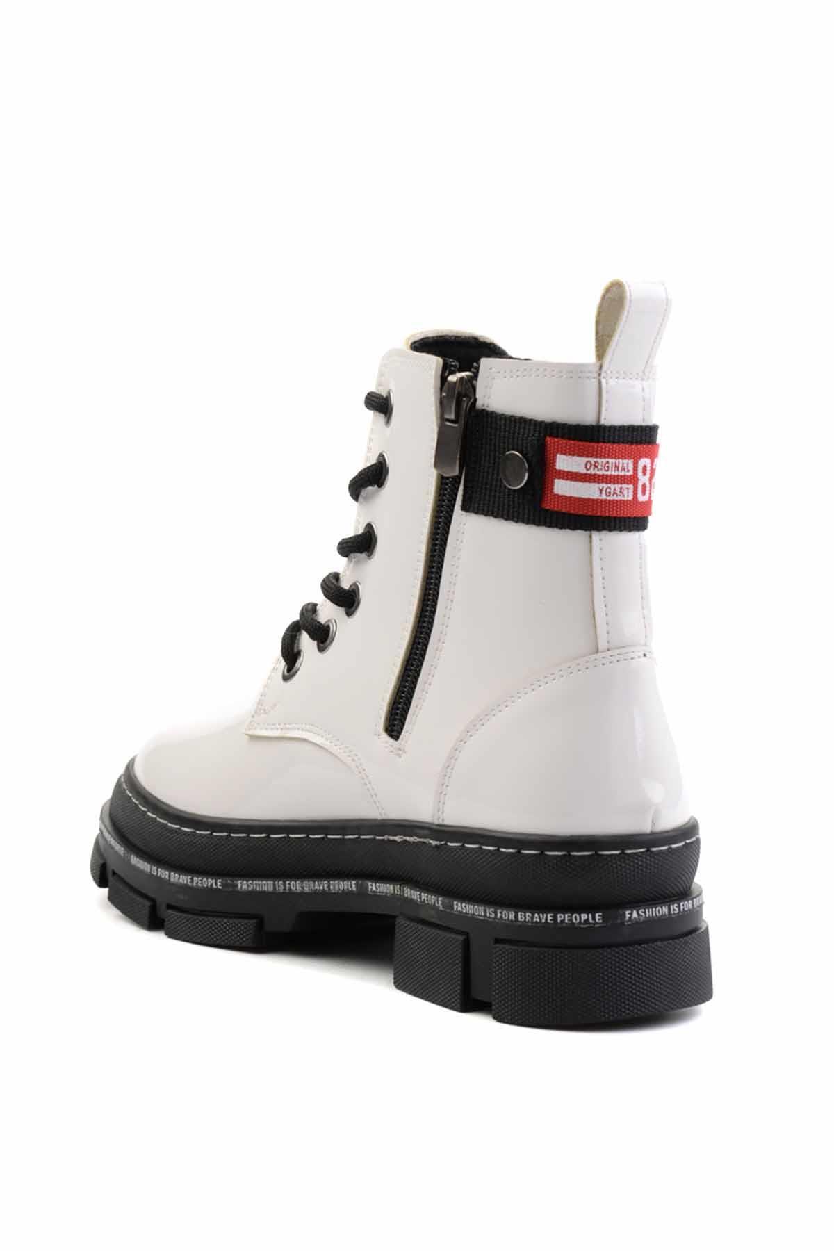 Beyaz Rugan  Kadın Bot & Bootie K02643163508