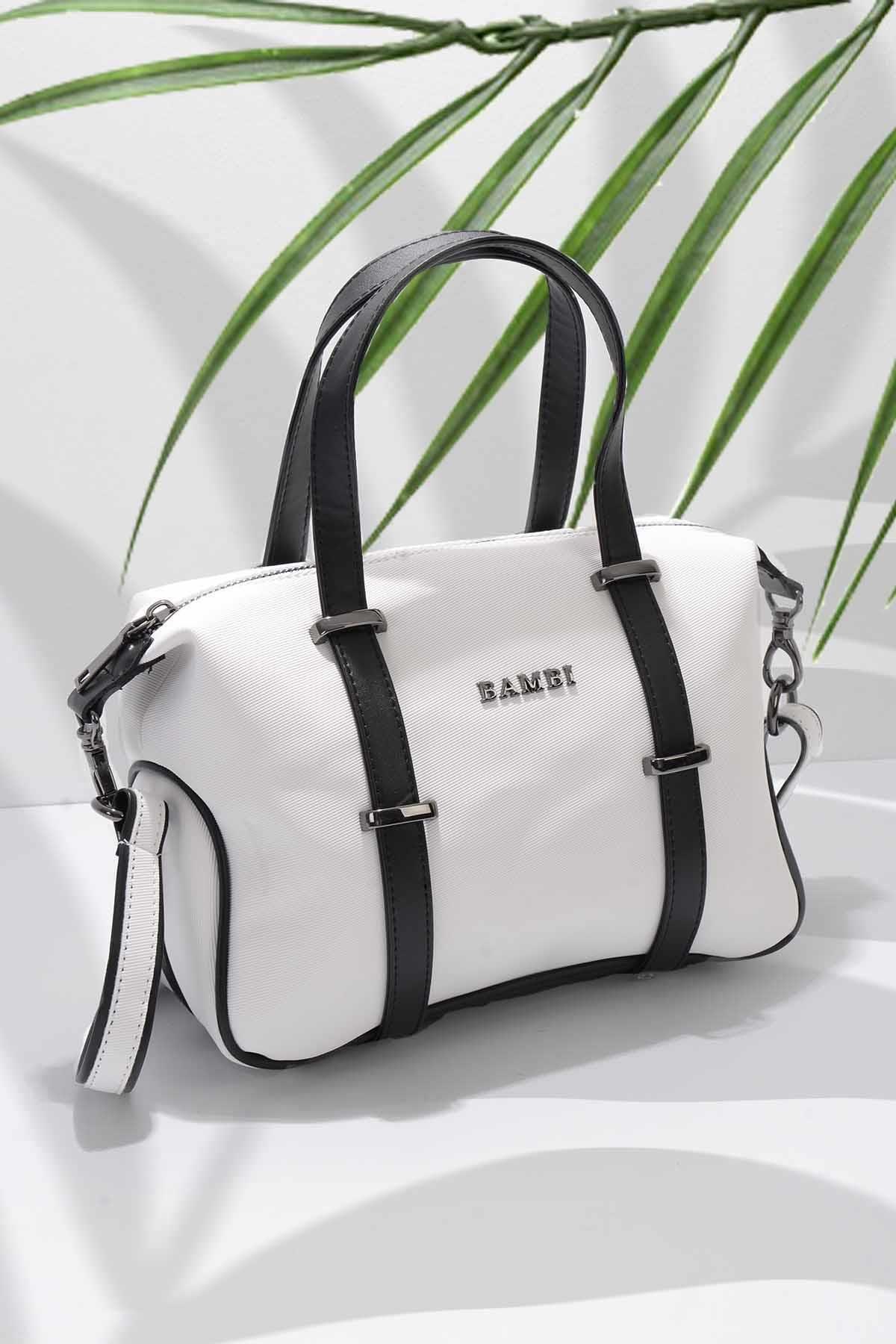 Beyaz Siyah  Kadın Omuz Çantası C06636220595