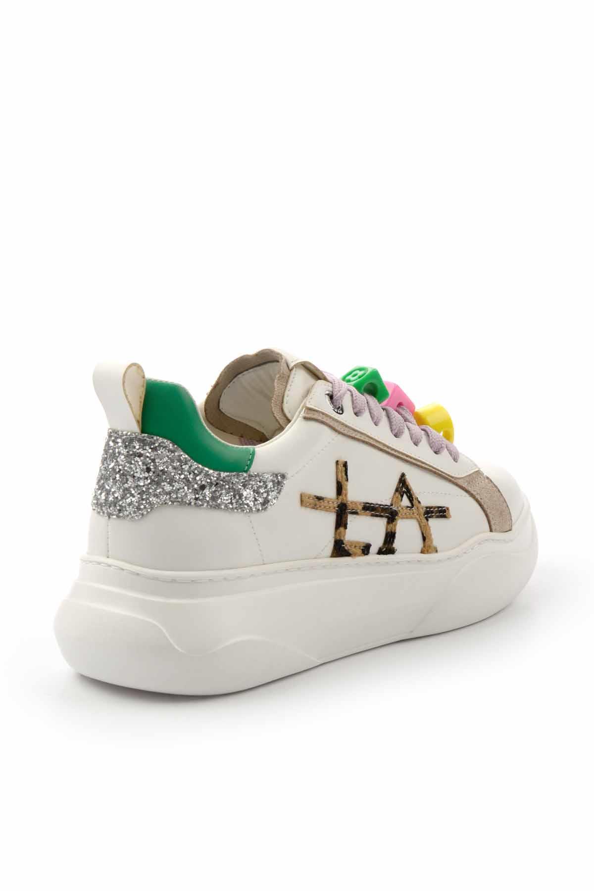 Beyaz Yeşil  Kadın Sneaker K01791071809