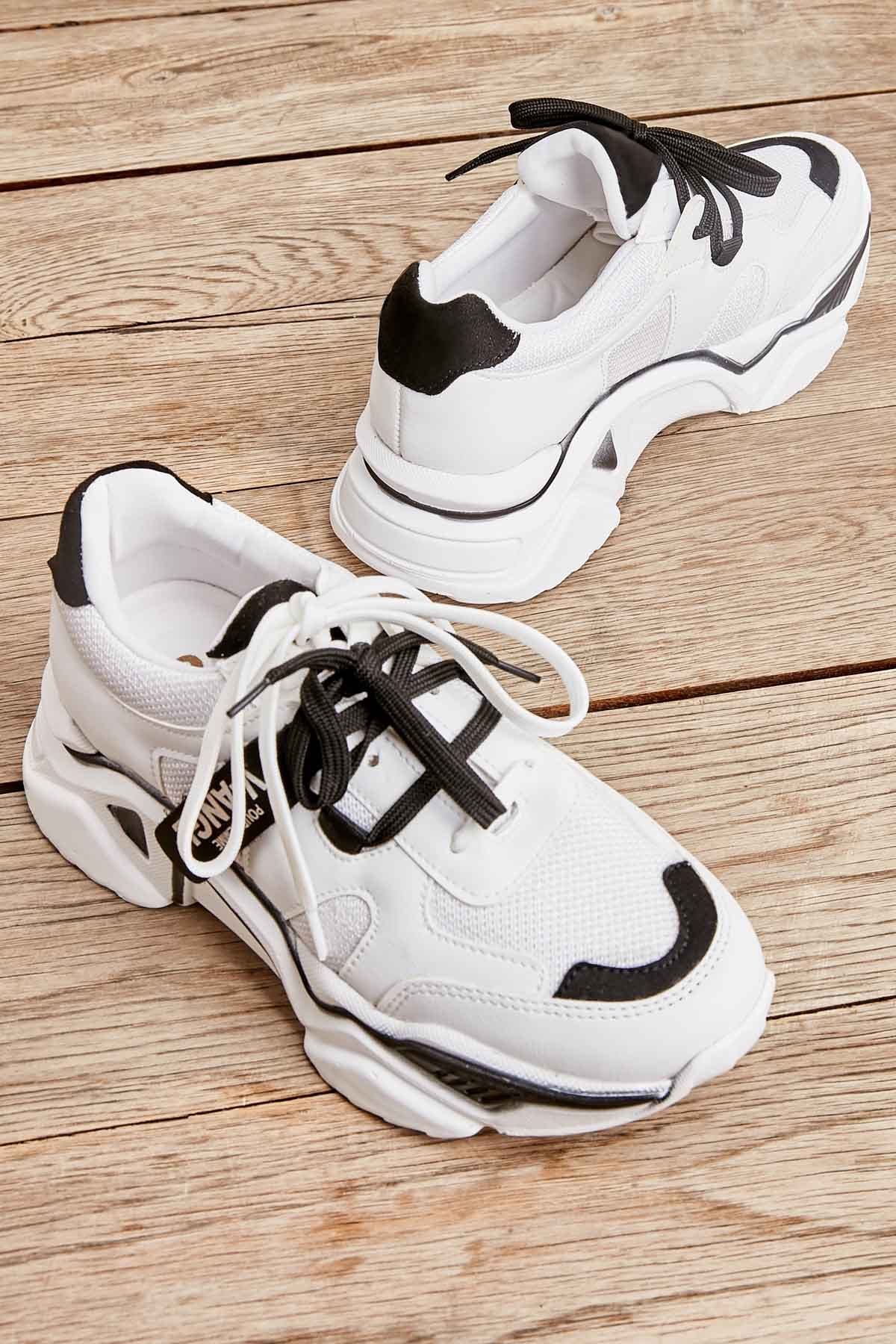 Beyaz/Sıyah Kadın Sneaker