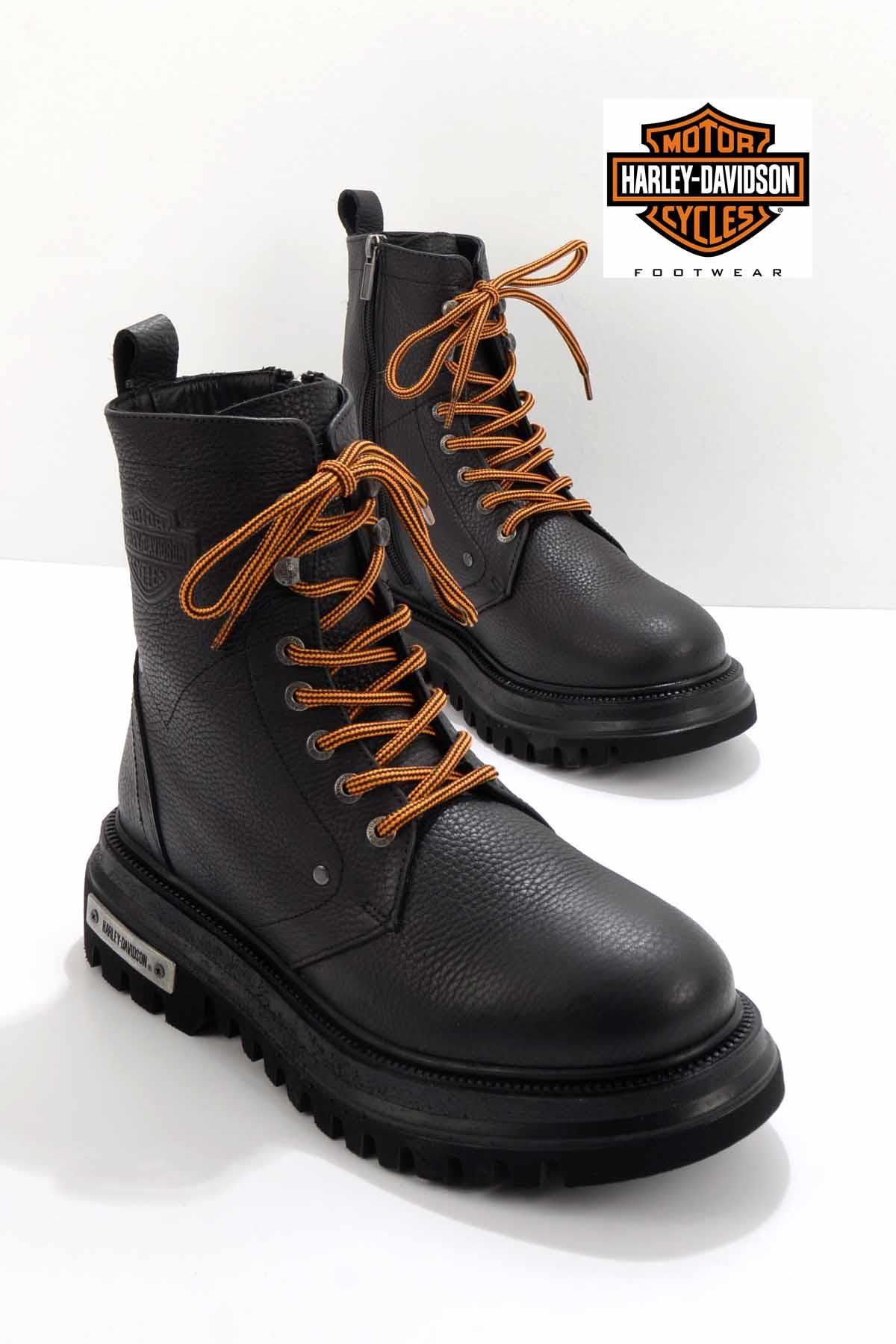 Black Baskılı Hakiki Deri Erkek Bot & Bootie HD1777057003