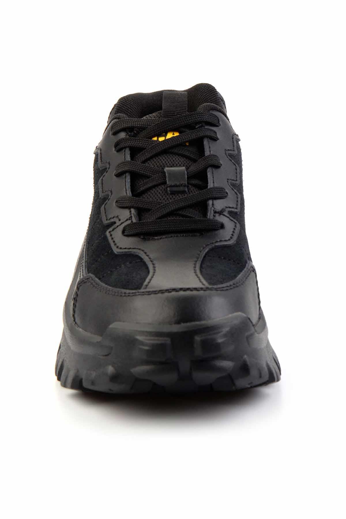 Black Hakiki Deri Erkek Sneaker CAT1111141202