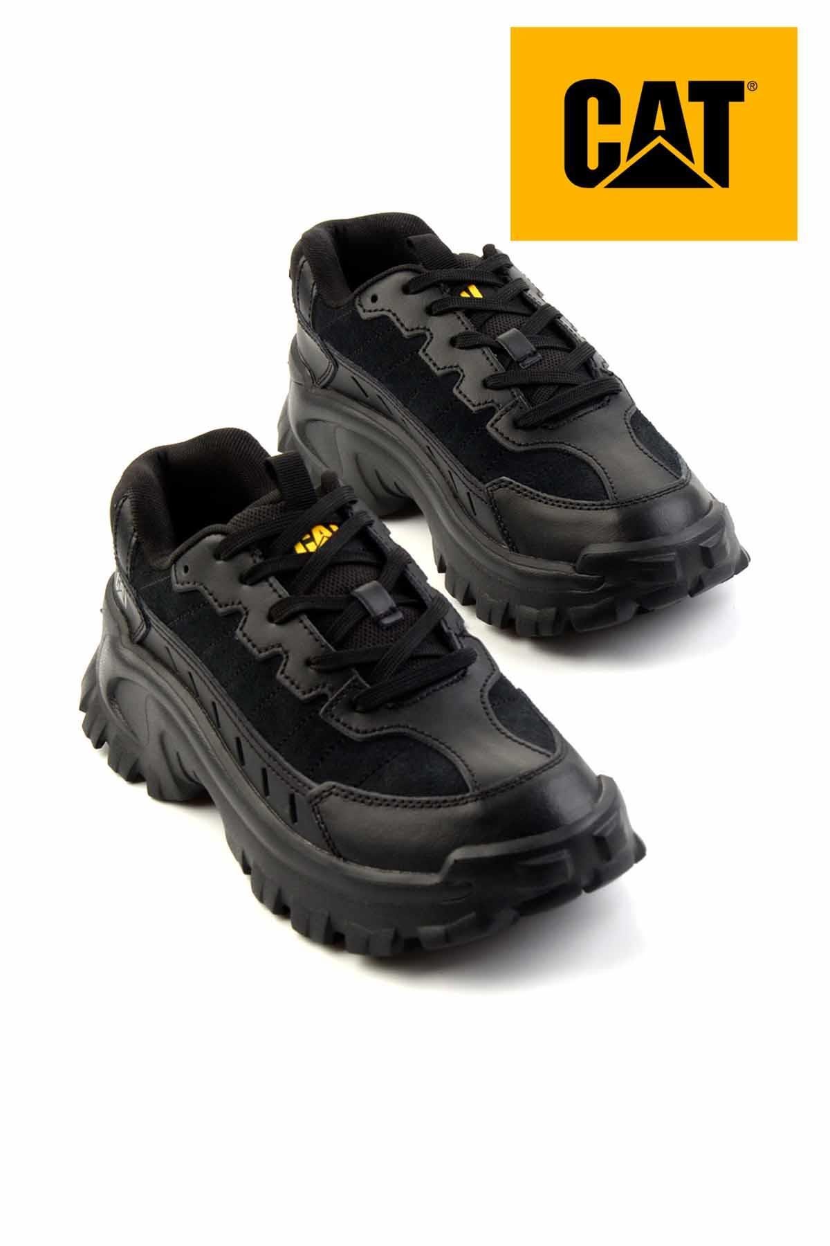 Black Hakiki Deri Erkek Sneaker CAT1111141202