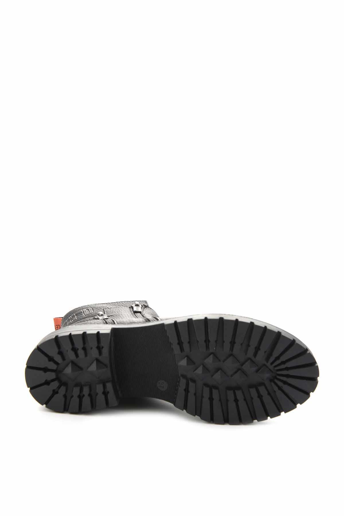 Black Hakiki Deri Kadın Bot & Bootie HD0777003903