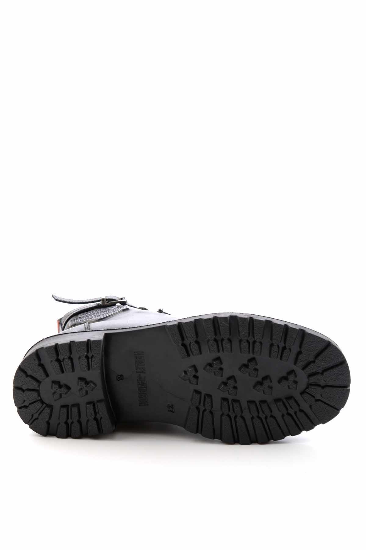 Black Hakiki Deri Kadın Bot & Bootie HD0777003003
