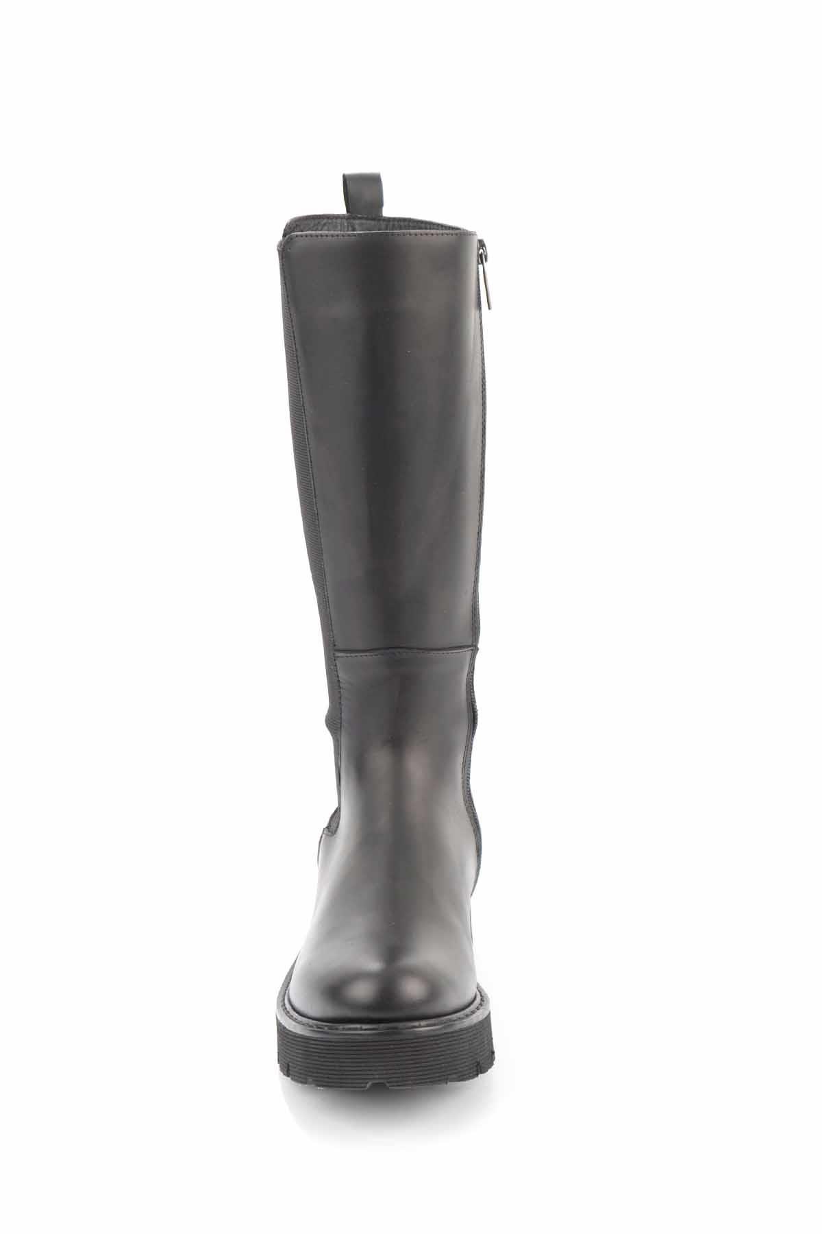Black Hakiki Deri Kadın Bot & Bootie HD0777056903