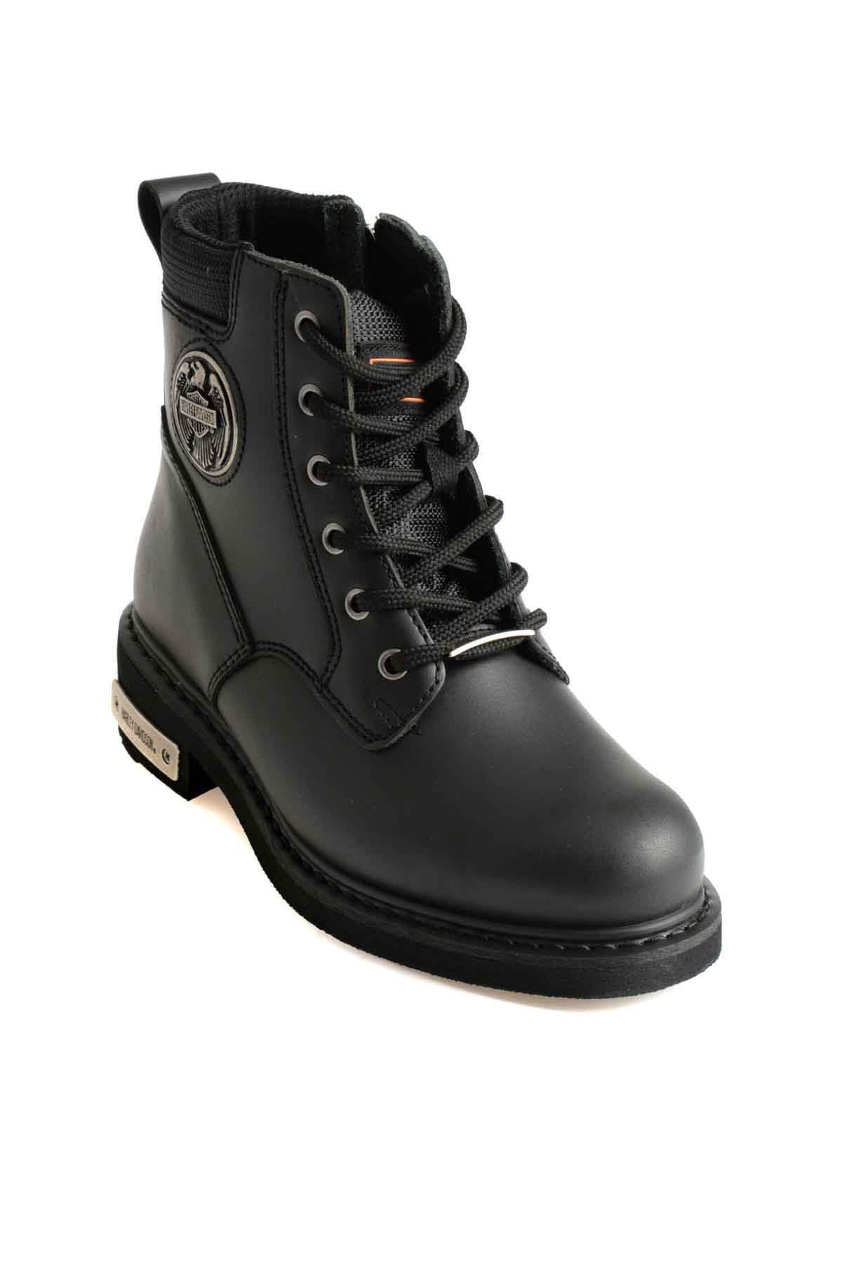 Black Hakiki Deri Kadın Bot & Bootie HD0777009803