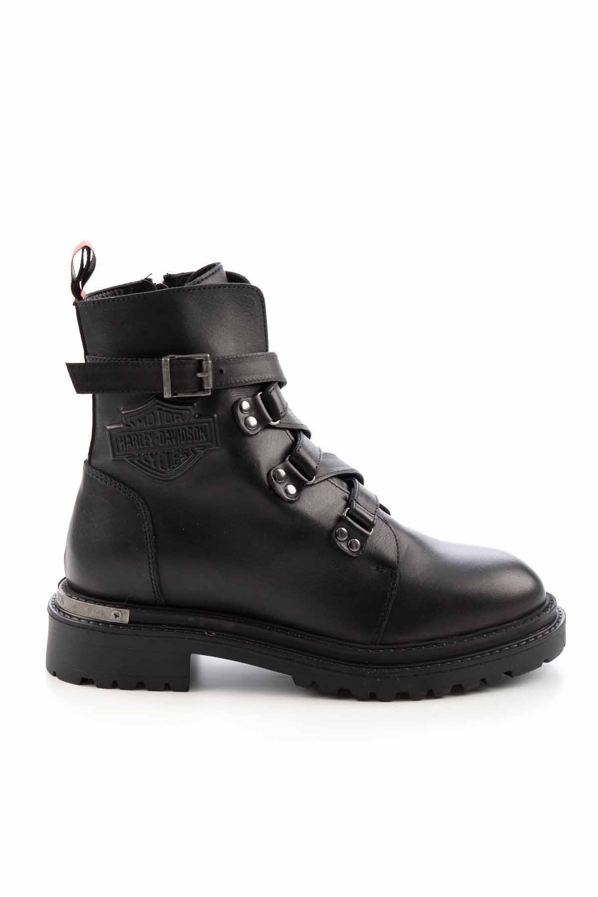 Black Hakiki Deri Kadın Bot & Bootie HD0777003003
