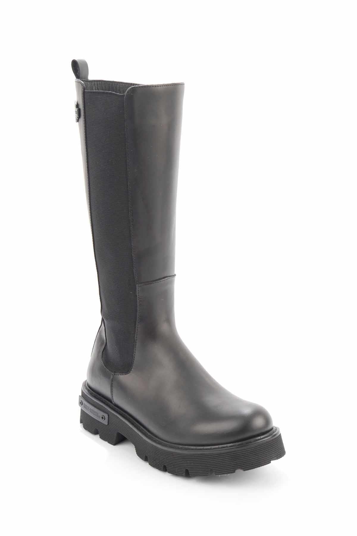 Black Hakiki Deri Kadın Bot & Bootie HD0777056903