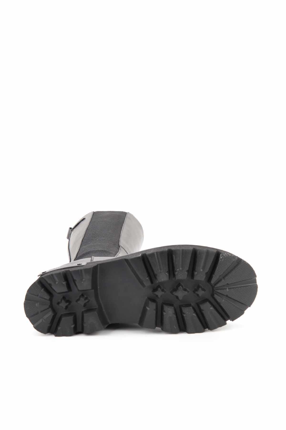 Black Hakiki Deri Kadın Bot & Bootie HD0777056903