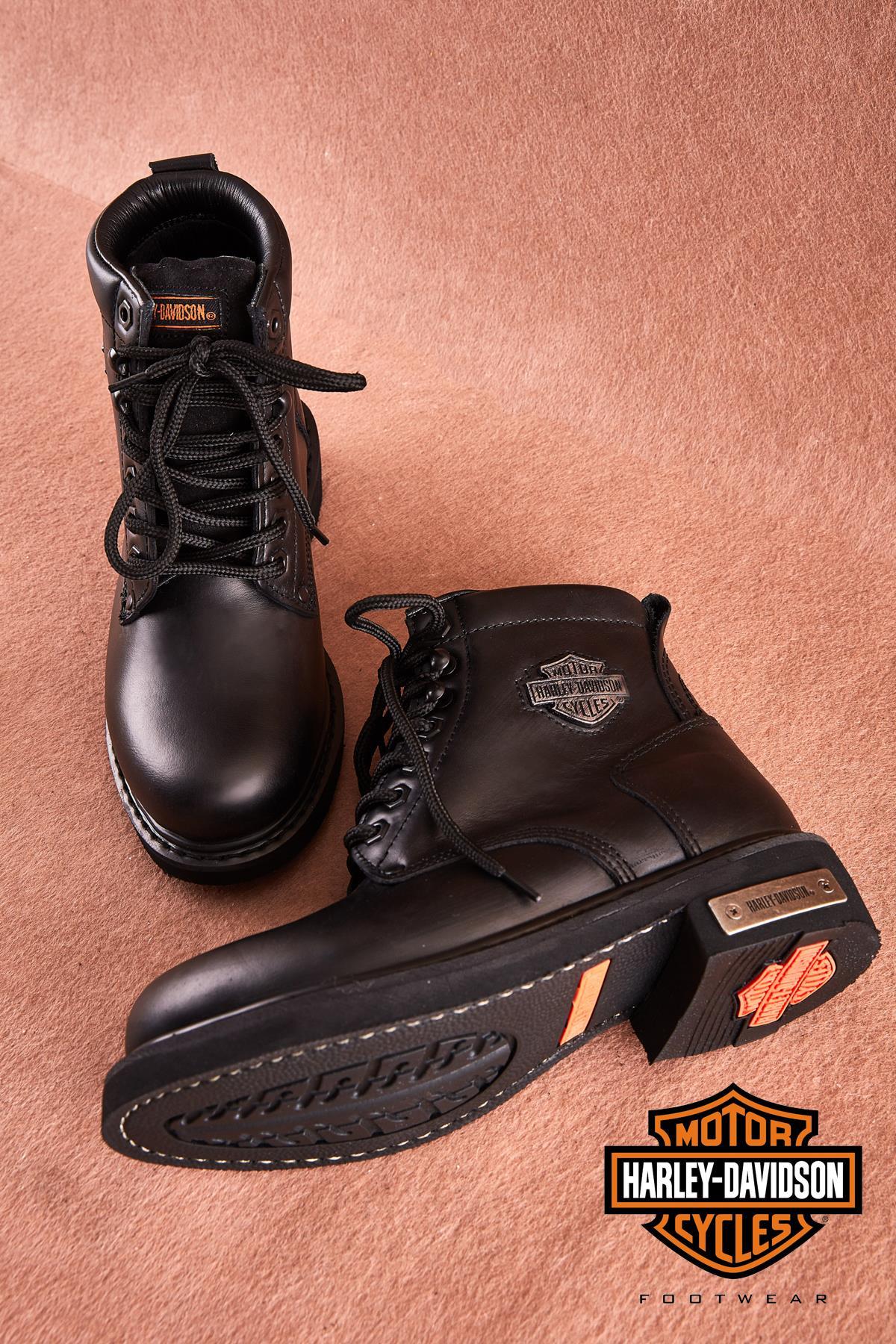 Black Hakiki Deri Kadın Bot & Bootie HD0777009603