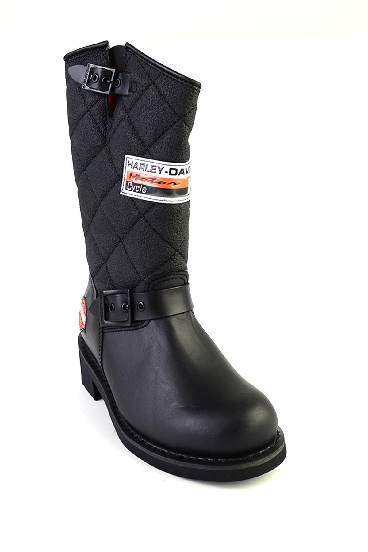 Black Hakiki Deri Kadın Bot & Bootie HD0777005303