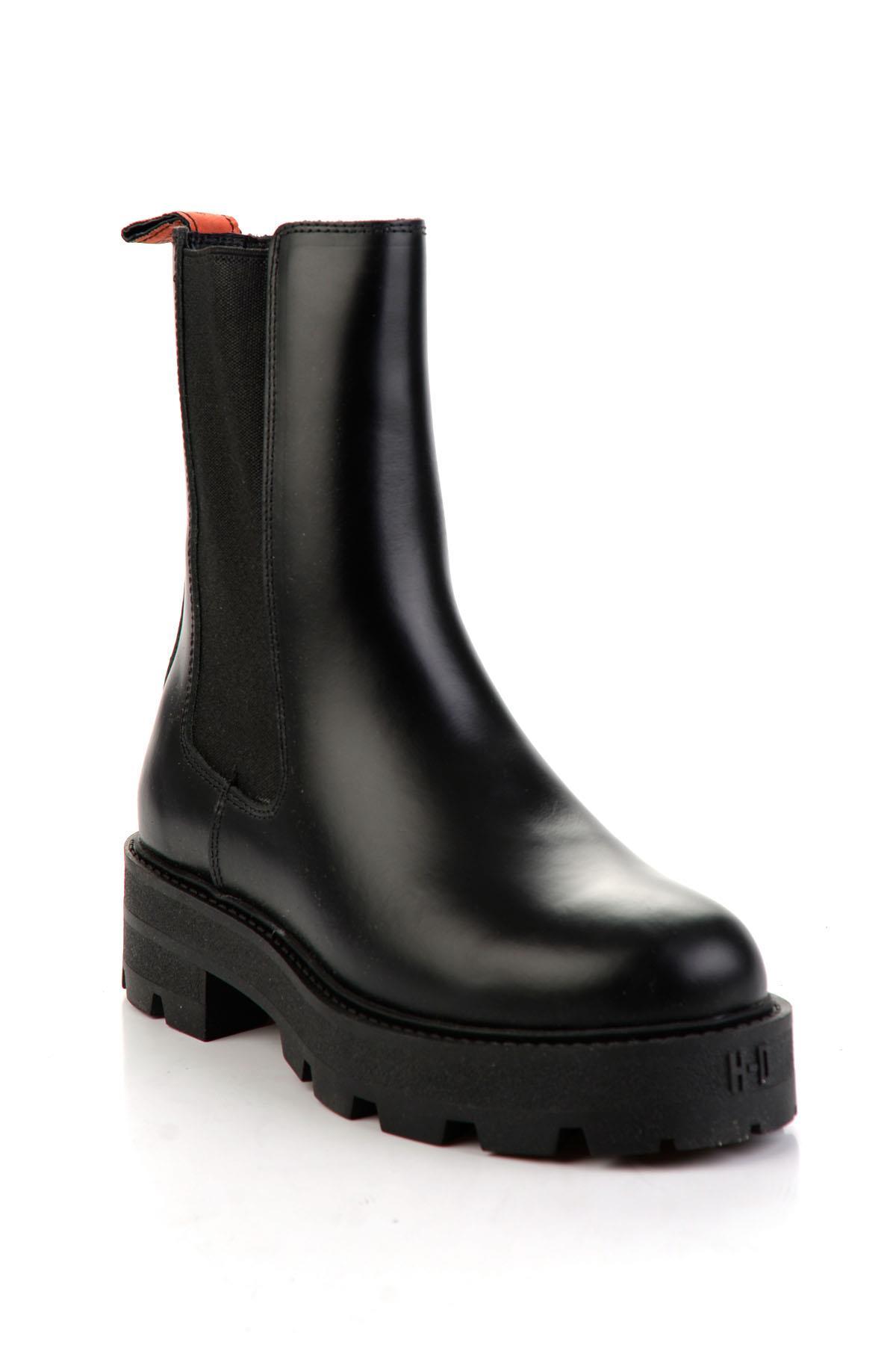 Black Hakiki Deri Kadın Bot & Bootie HD0777166103