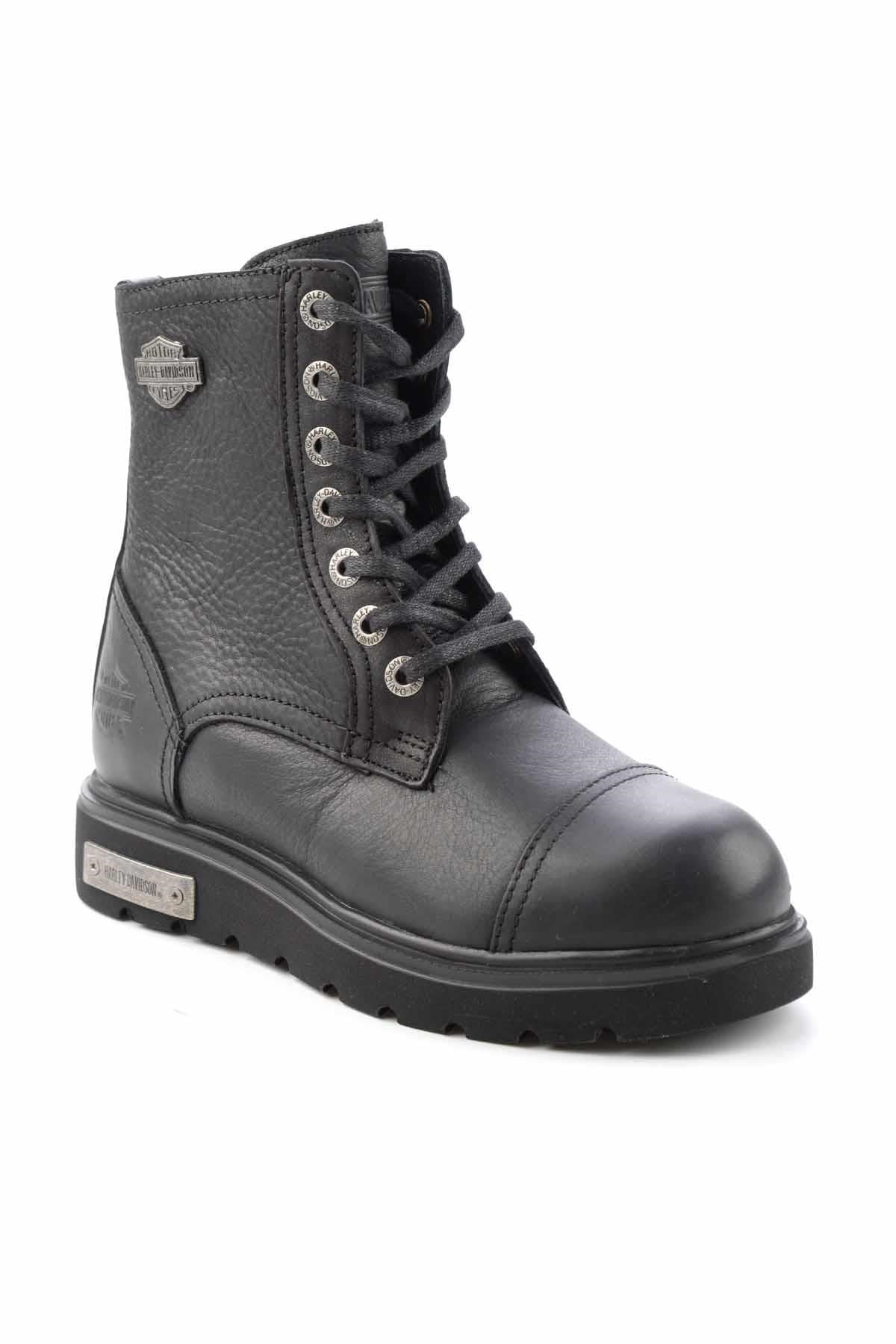 Black Hakiki Deri Kadın Bot & Bootie HD0777063003