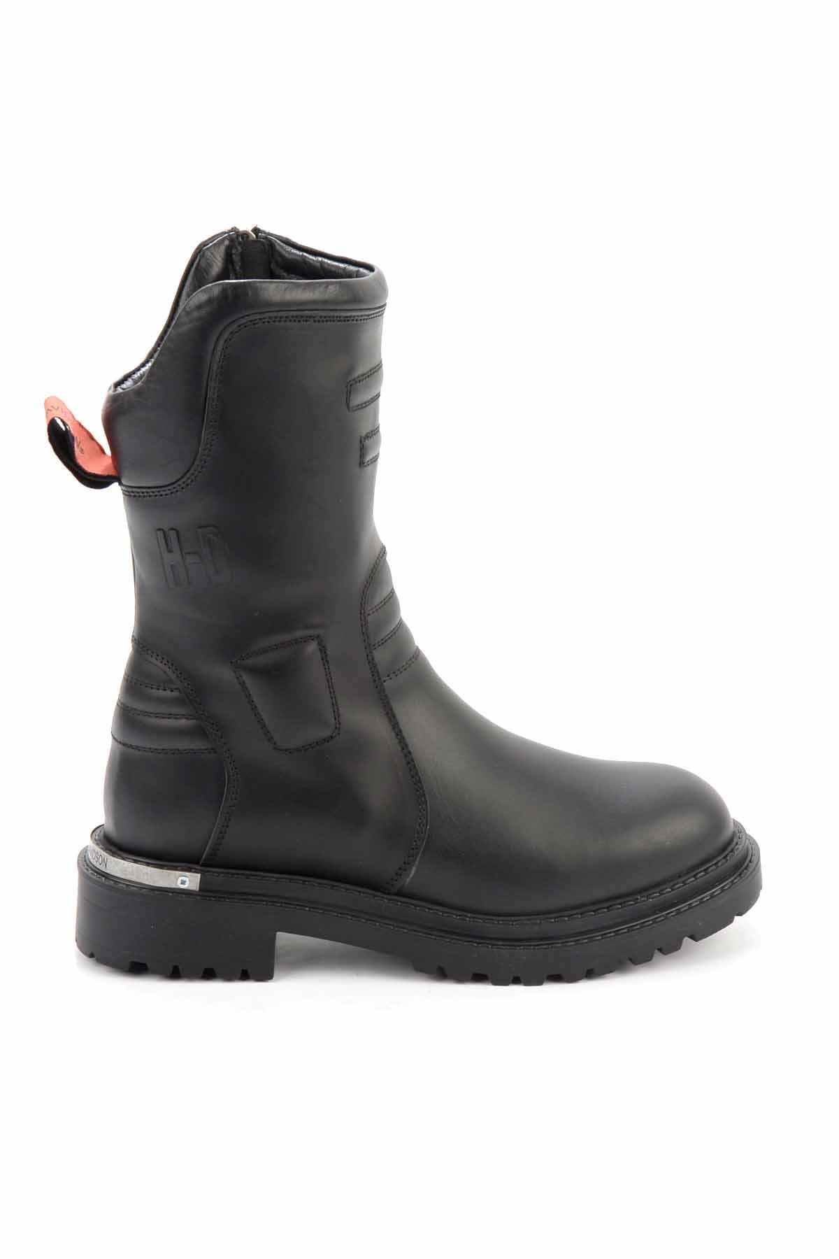 Black Hakiki Deri Kadın Bot & Bootie HD0777057103