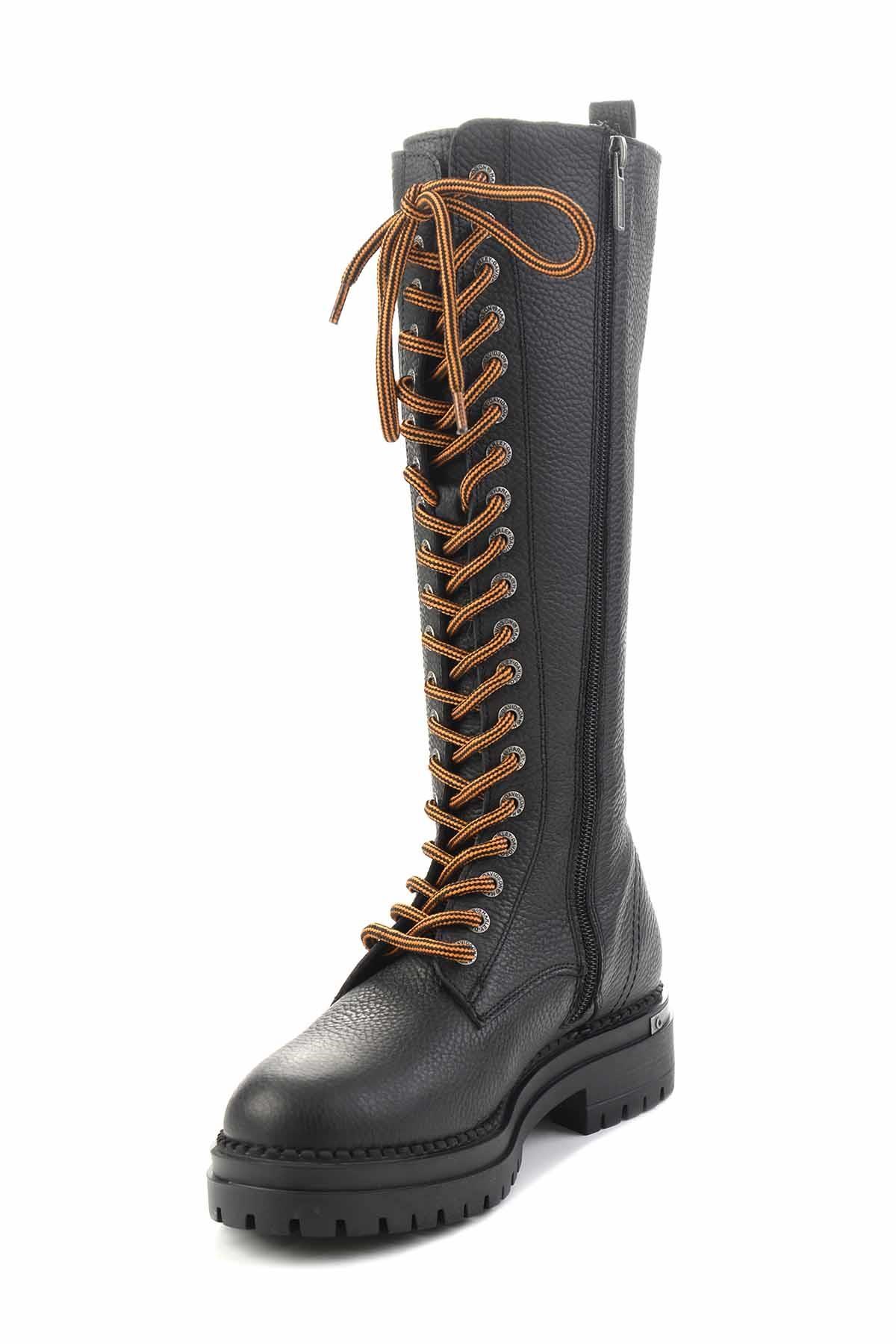 Black Hakiki Deri Kadın Bot & Bootie HD0777002803