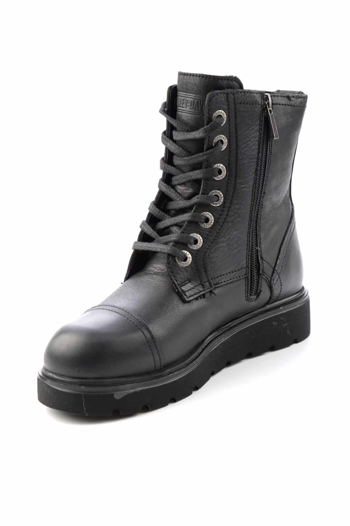 Black Hakiki Deri Kadın Bot & Bootie HD0777063003