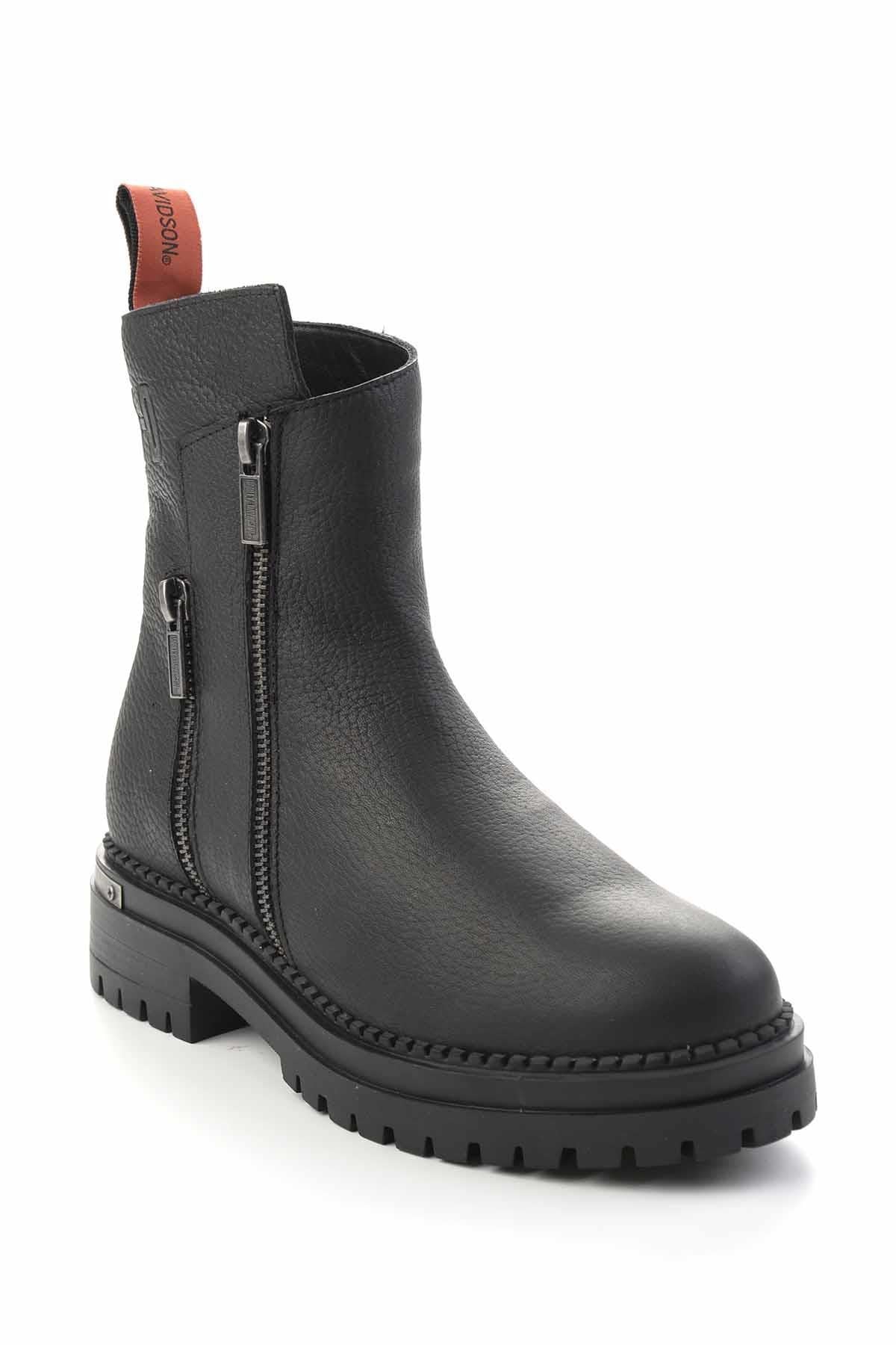 Black Hakiki Deri Kadın Bot & Bootie HD0777003903
