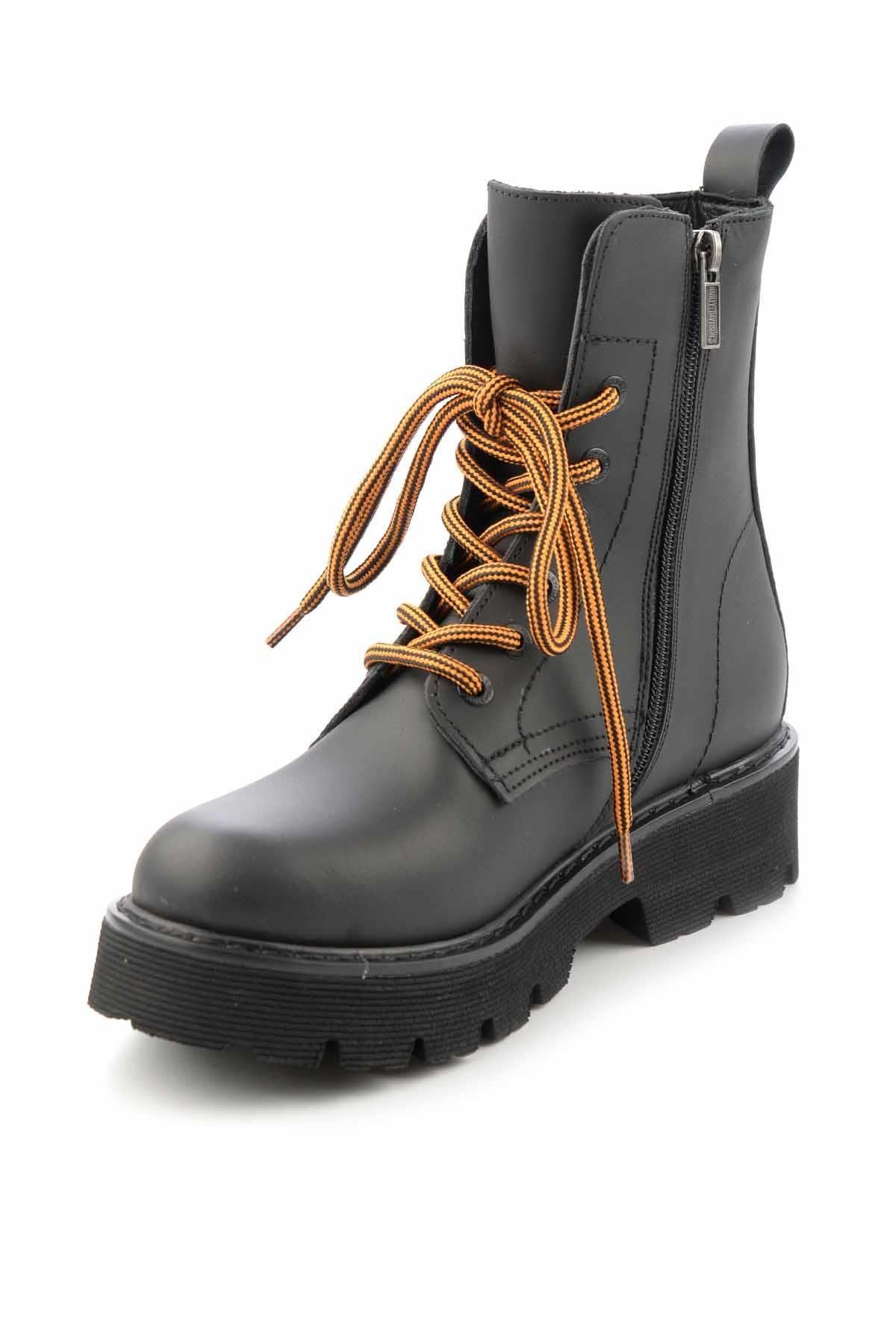 Black Hakiki Deri Kadın Bot & Bootie HD0777057303