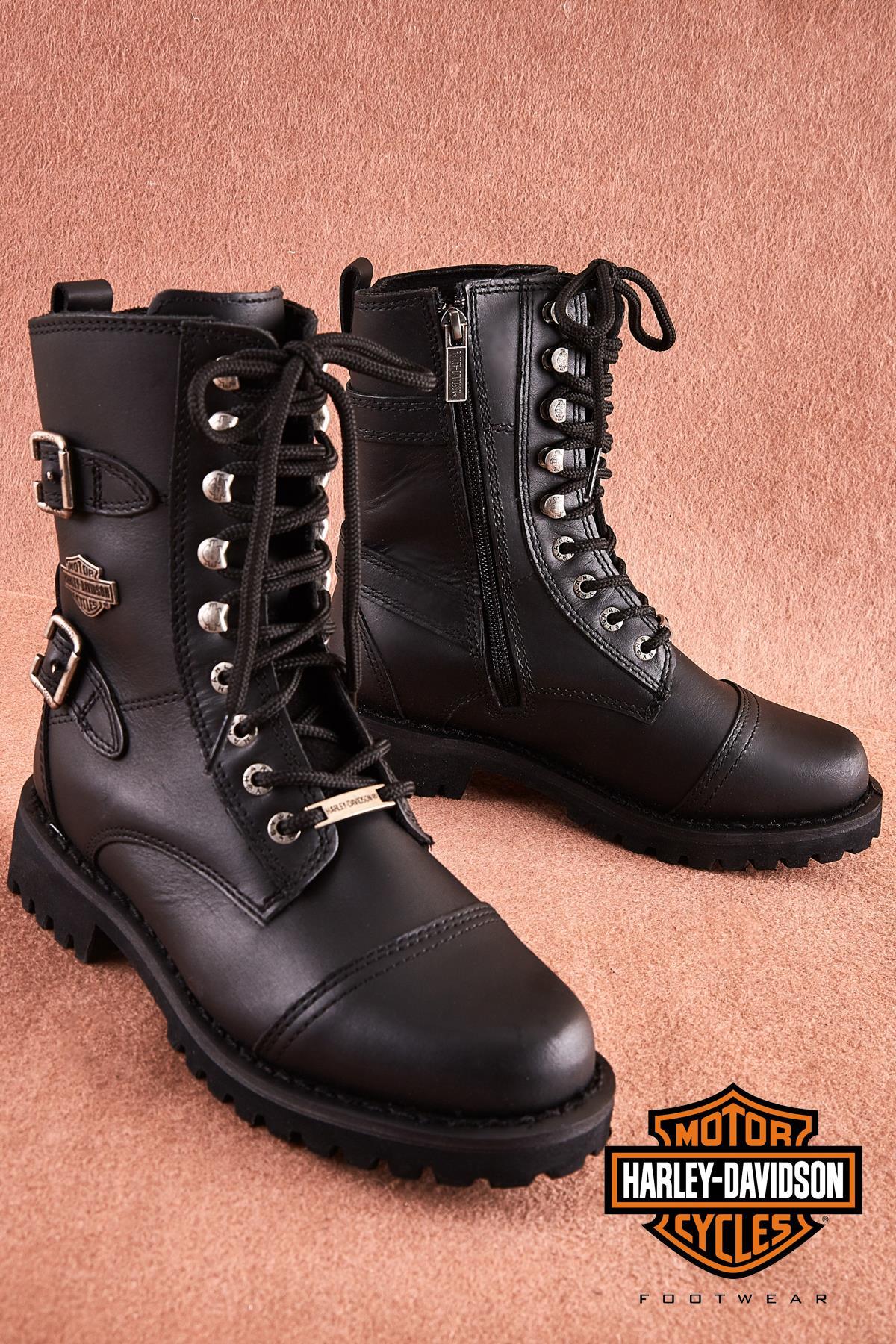Black Hakiki Deri Kadın Bot & Bootie HD0777052203