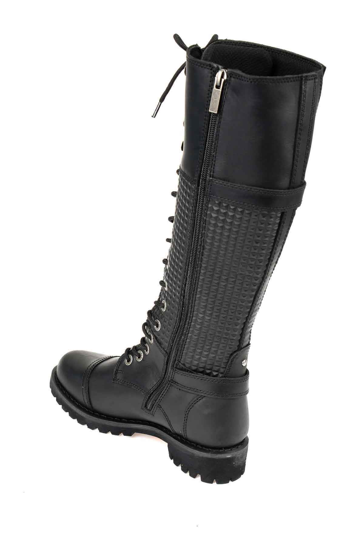 Black Hakiki Deri Kadın Bot & Bootie HD0777053303