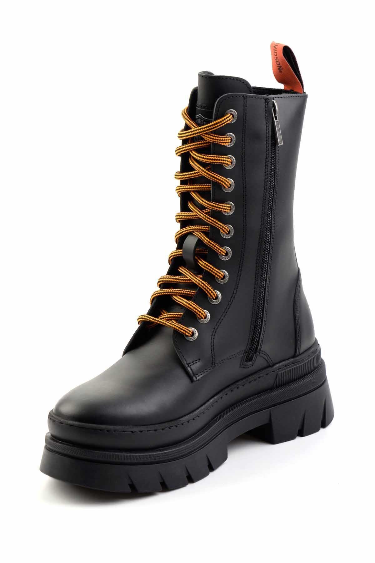 Black Hakiki Deri Kadın Bot & Bootie HD0777066103