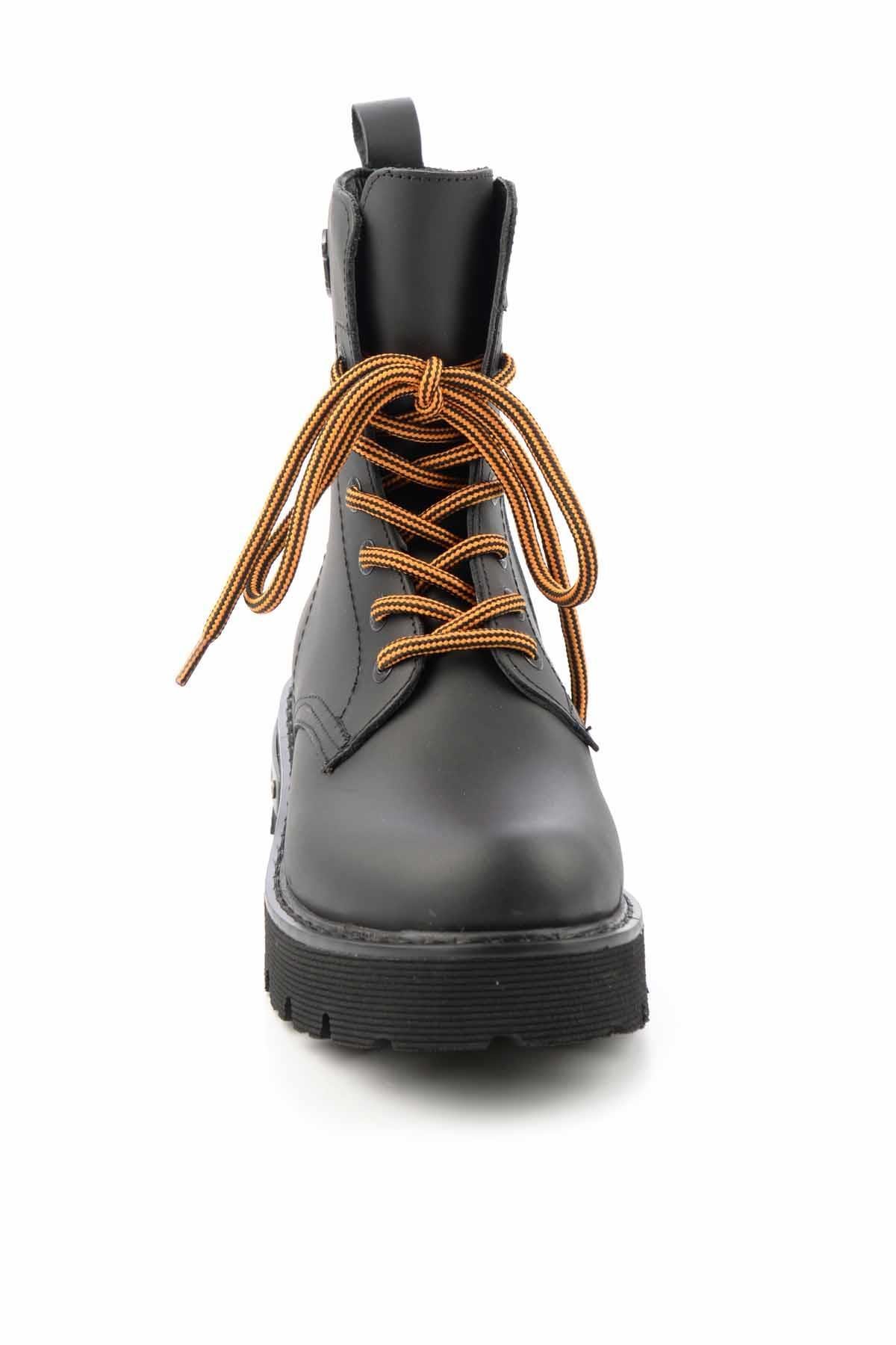 Black Hakiki Deri Kadın Bot & Bootie HD0777057303
