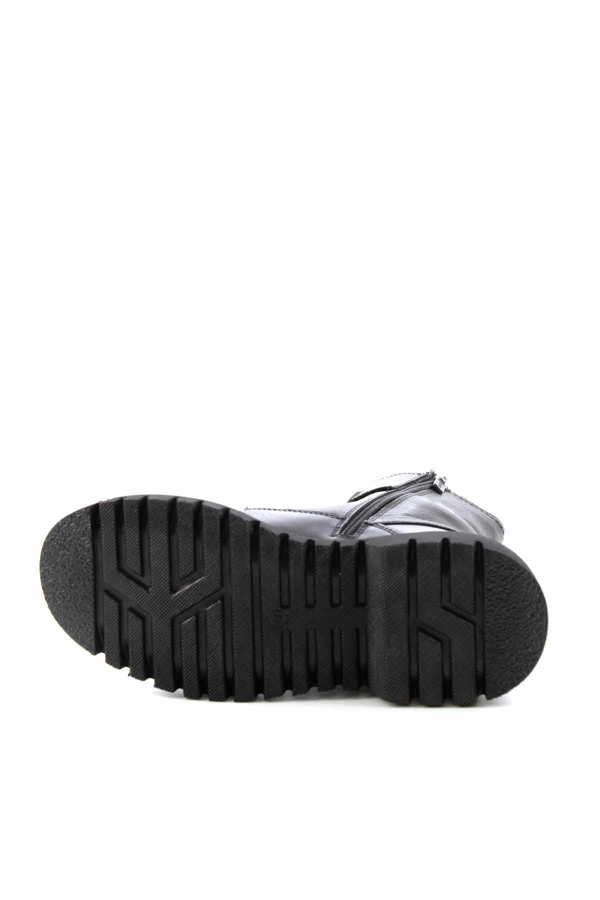 Black Hakiki Deri Kadın Bot & Bootie HD0777002503