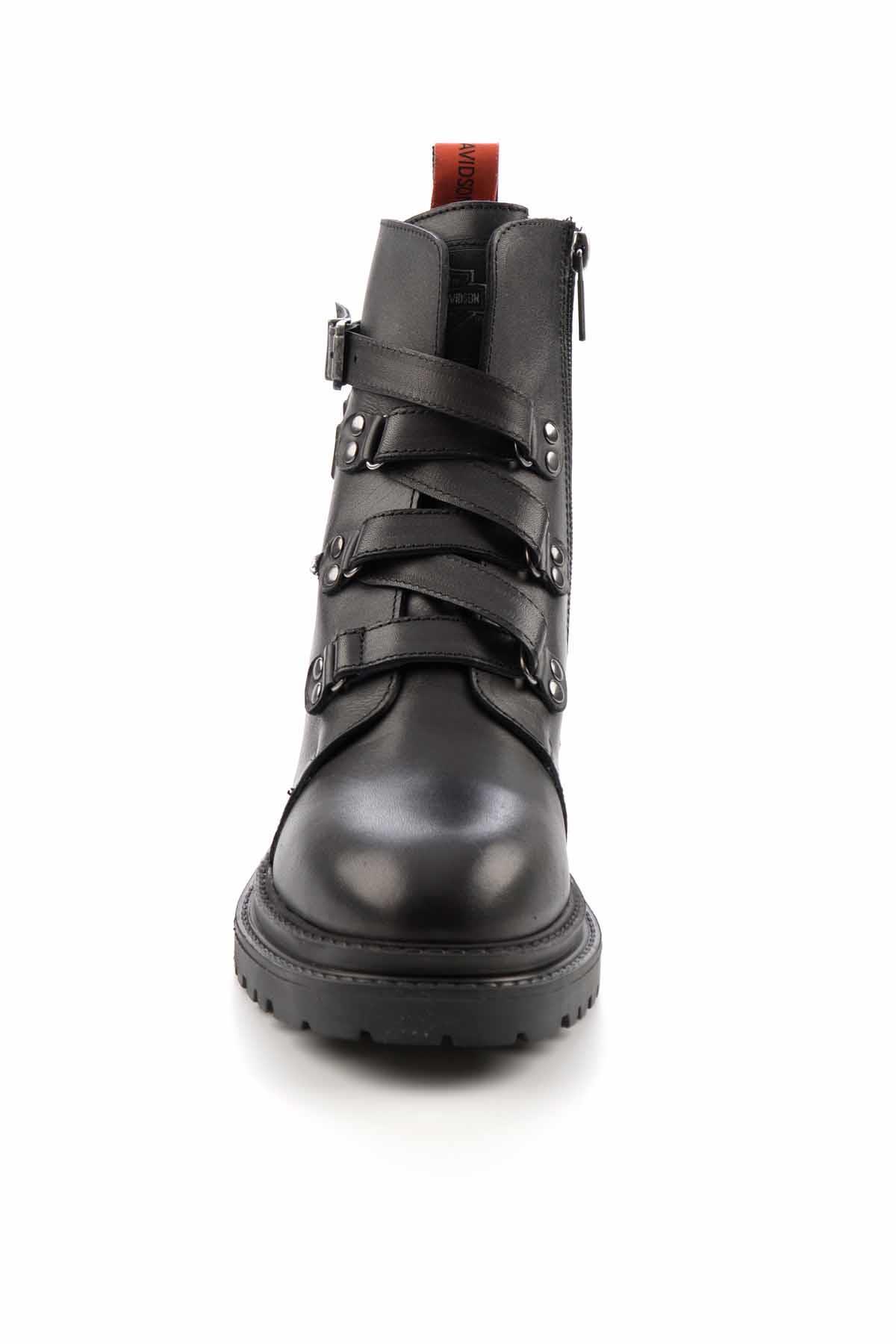 Black Hakiki Deri Kadın Bot & Bootie HD0777003003