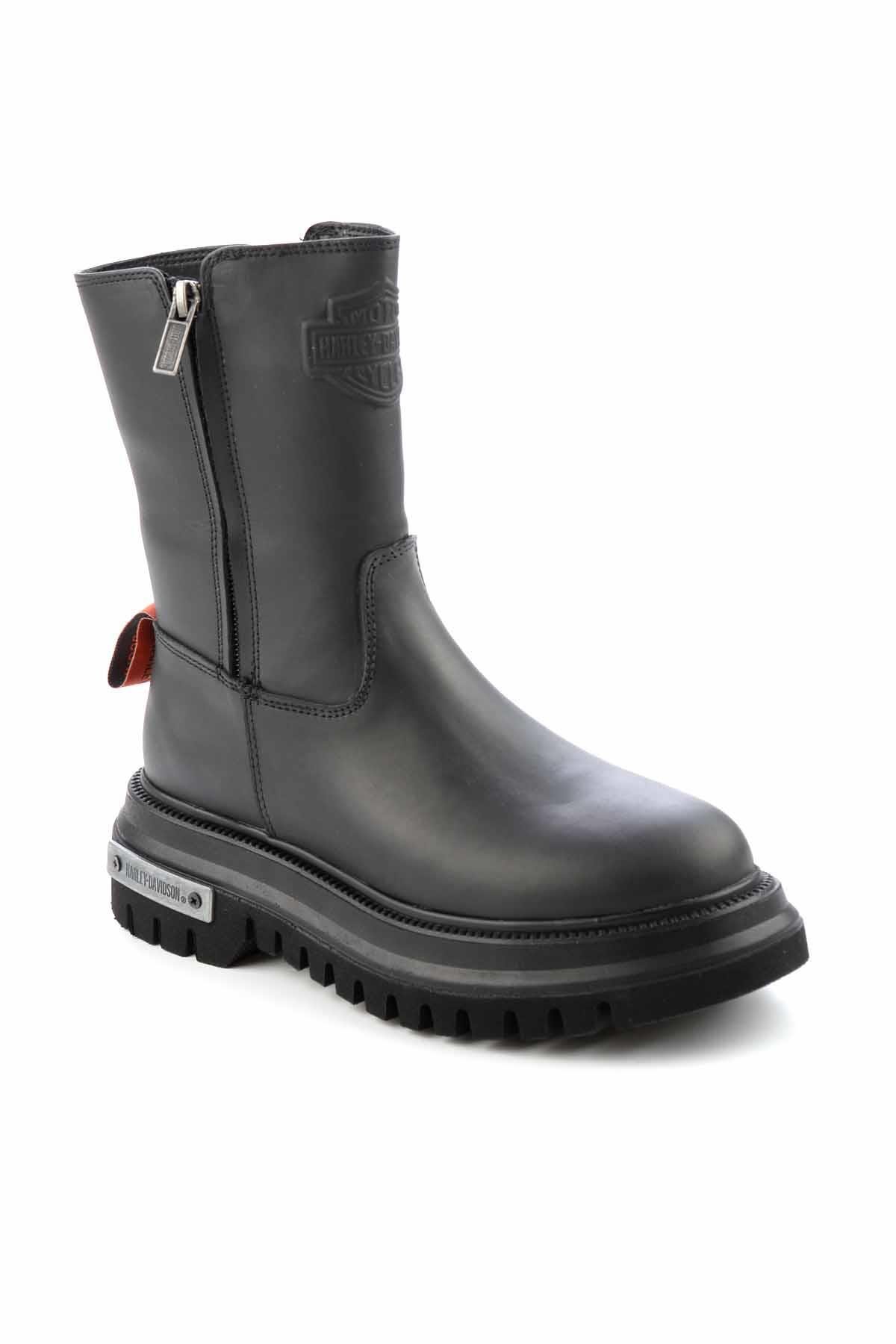 Black Hakiki Deri Kadın Bot & Bootie HD0777002603